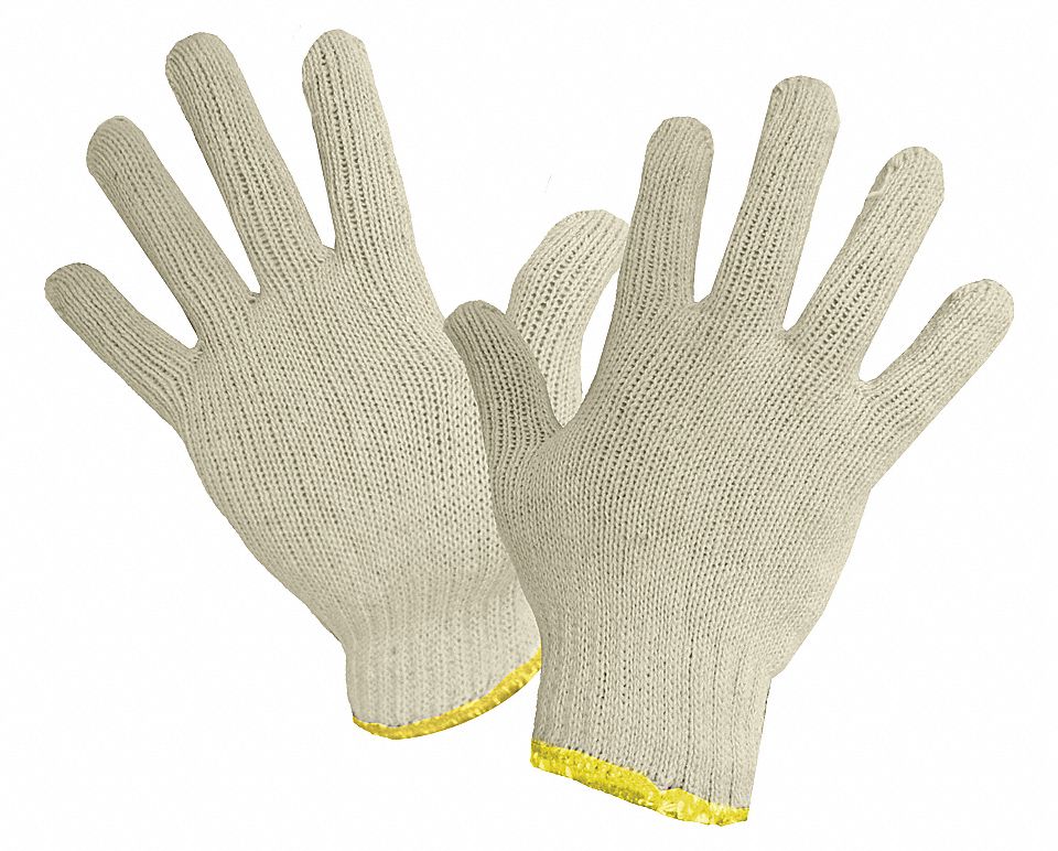 STRINGKNIT GLOVES, STRAIGHT THUMB, SZ M, NATURAL, COTTON,/POLYESTER, PR