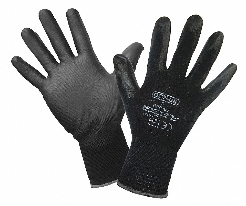 GLOVES, COATED, ABRASION LEVEL 4, M, PLUM/BLACK, NYLON