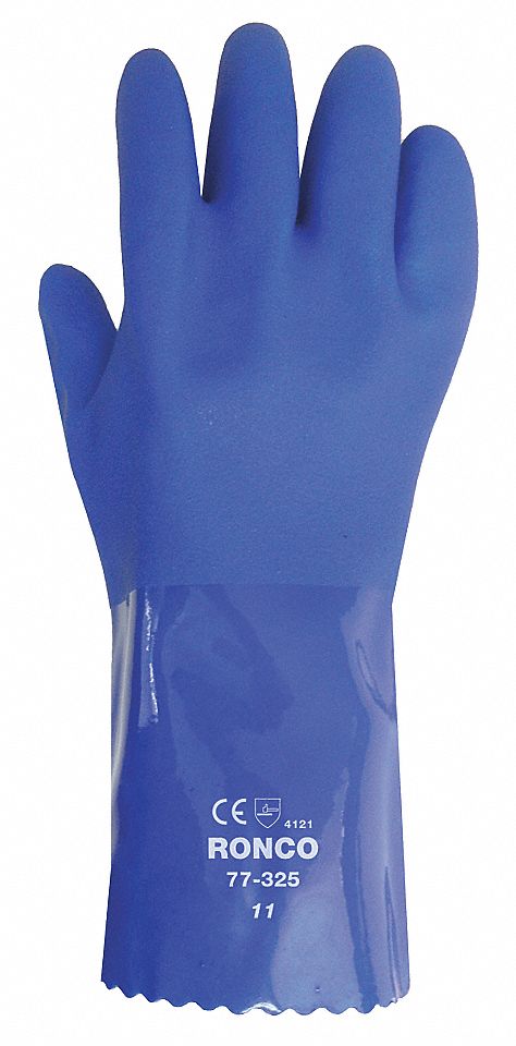 GLOVES, COATED, ABRASION LEVEL 4, FULL, XXL, BLUE, PVC