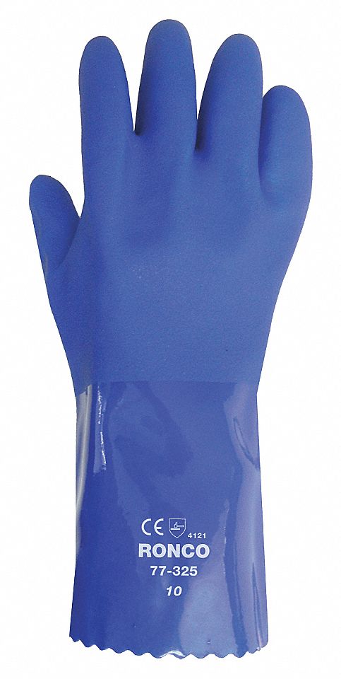 GLOVES, COATED, ABRASION LEVEL 4, FULL, XL, BLUE, PVC