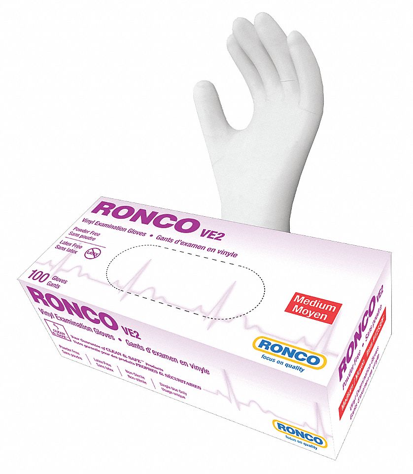 GLOVES, DISPOSABLE, EXAM, POWDER FREE, 4.00 MIL, M (8), CLEAR, 9 1/2 IN, VINYL