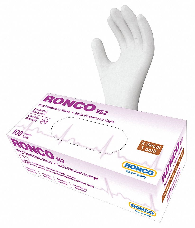 GLOVES, DISPOSABLE, EXAM, POWDER FREE, 4.00 MIL, XS (6), CLEAR, 9 1/2 IN, VINYL