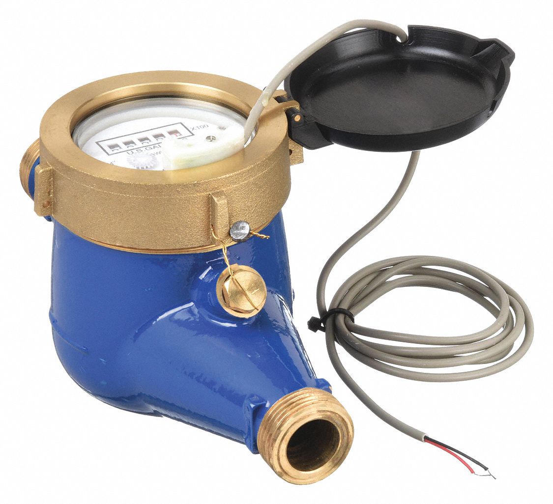 Mechanical Flowmeter: Water Meter, Water, Brass, 1 in NPT, 1 in Connection Size, NPT