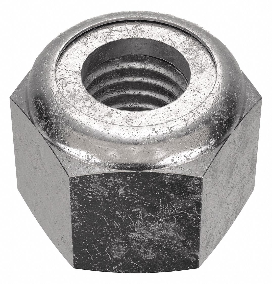 Lock Nut: Nylon Insert, Heavy Hex, 5/8"-11 Thread Size, Stainless Steel, 18-8, Plain, 10 PK