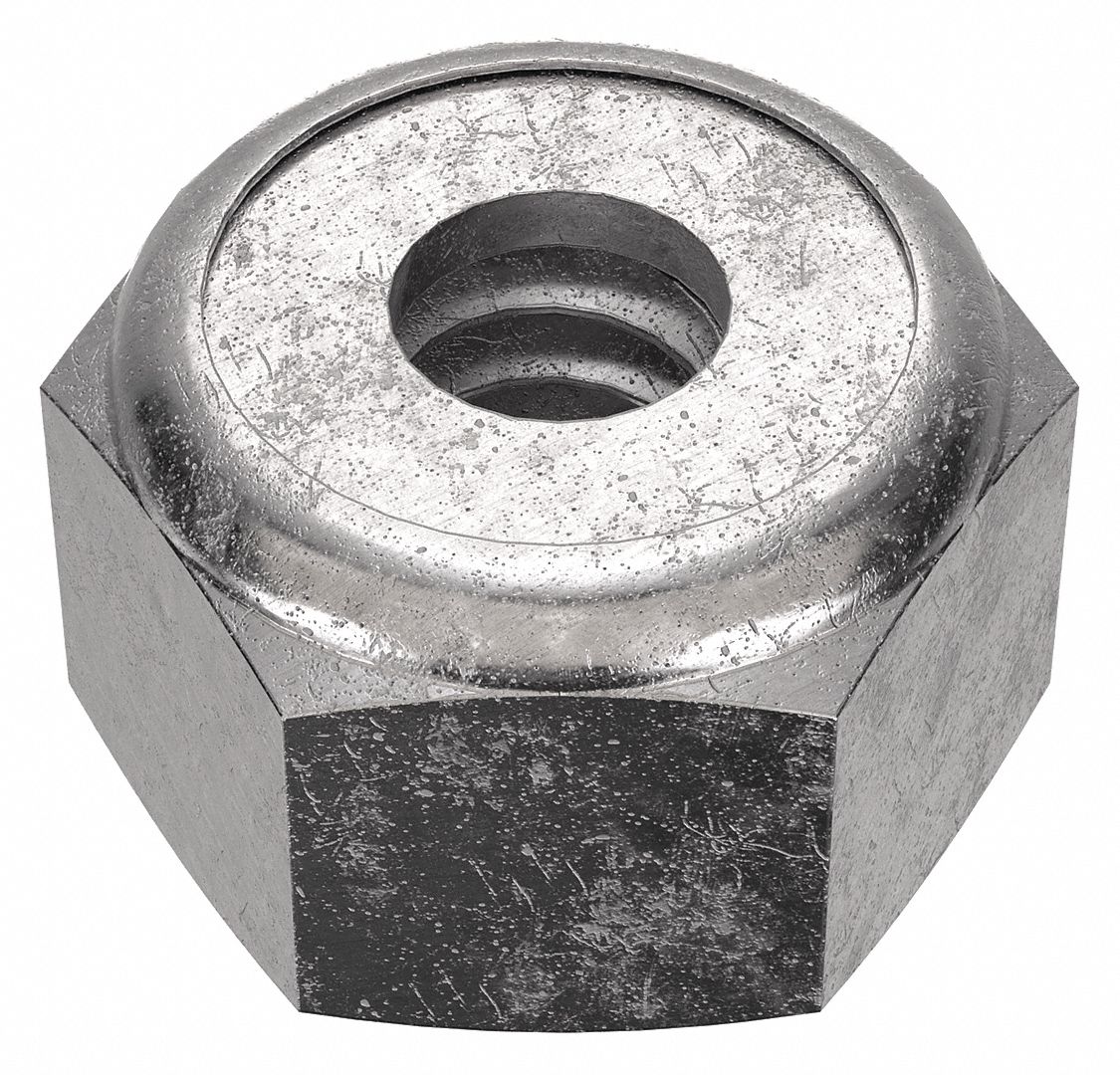 LOCK NUT, NYLON INSERT, #10-24 THREAD, 18-8 STAINLESS STEEL, PLAIN FINISH, ⅜ IN HEX W, 50 PK