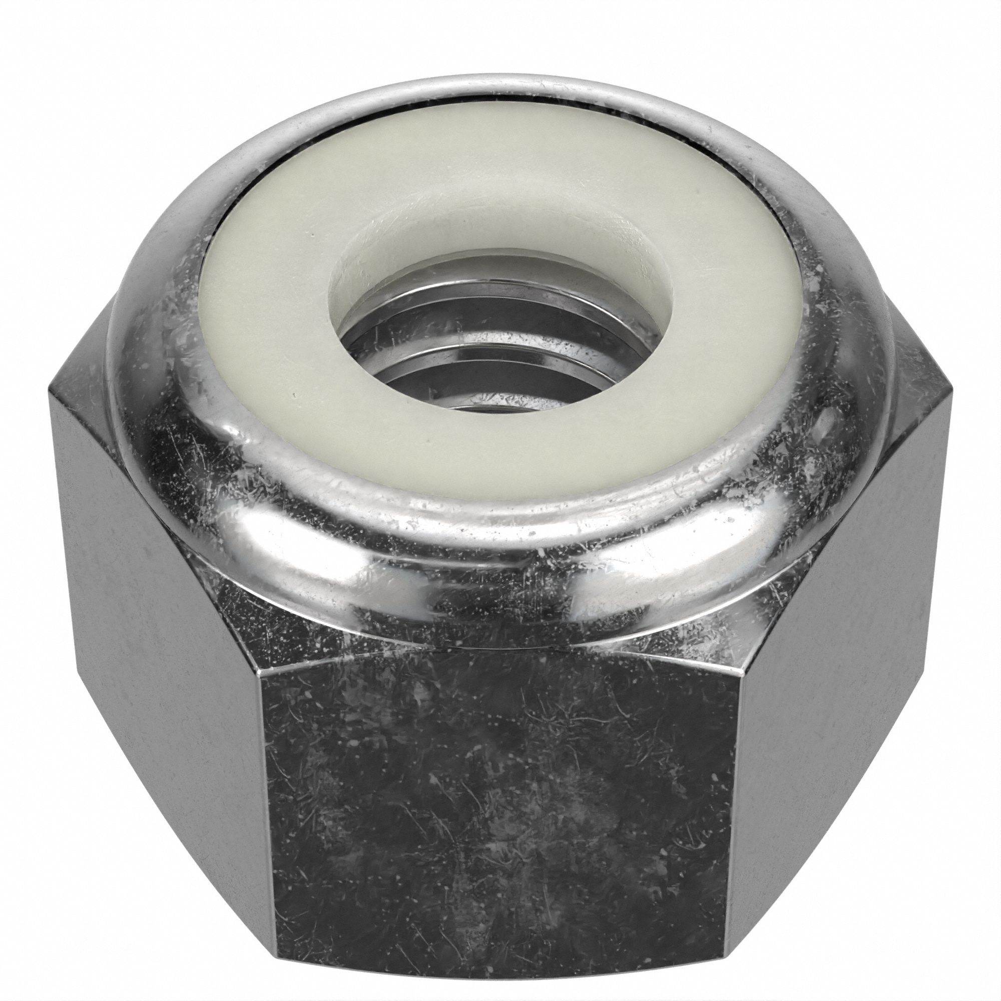 LOCK NUT, NYLON INSERT, ¼"-20 THREAD, 18-8 STAINLESS STEEL, PLAIN FINISH, 7/16 IN HEX W, 50 PK