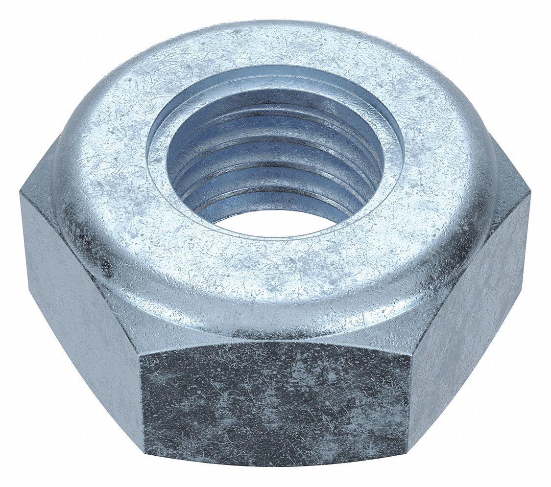 Lock Nut: Nylon Insert, Jam Hex, 1/4"-28 Thread Size, Steel, Grade 8, Zinc-Plated, 100 PK