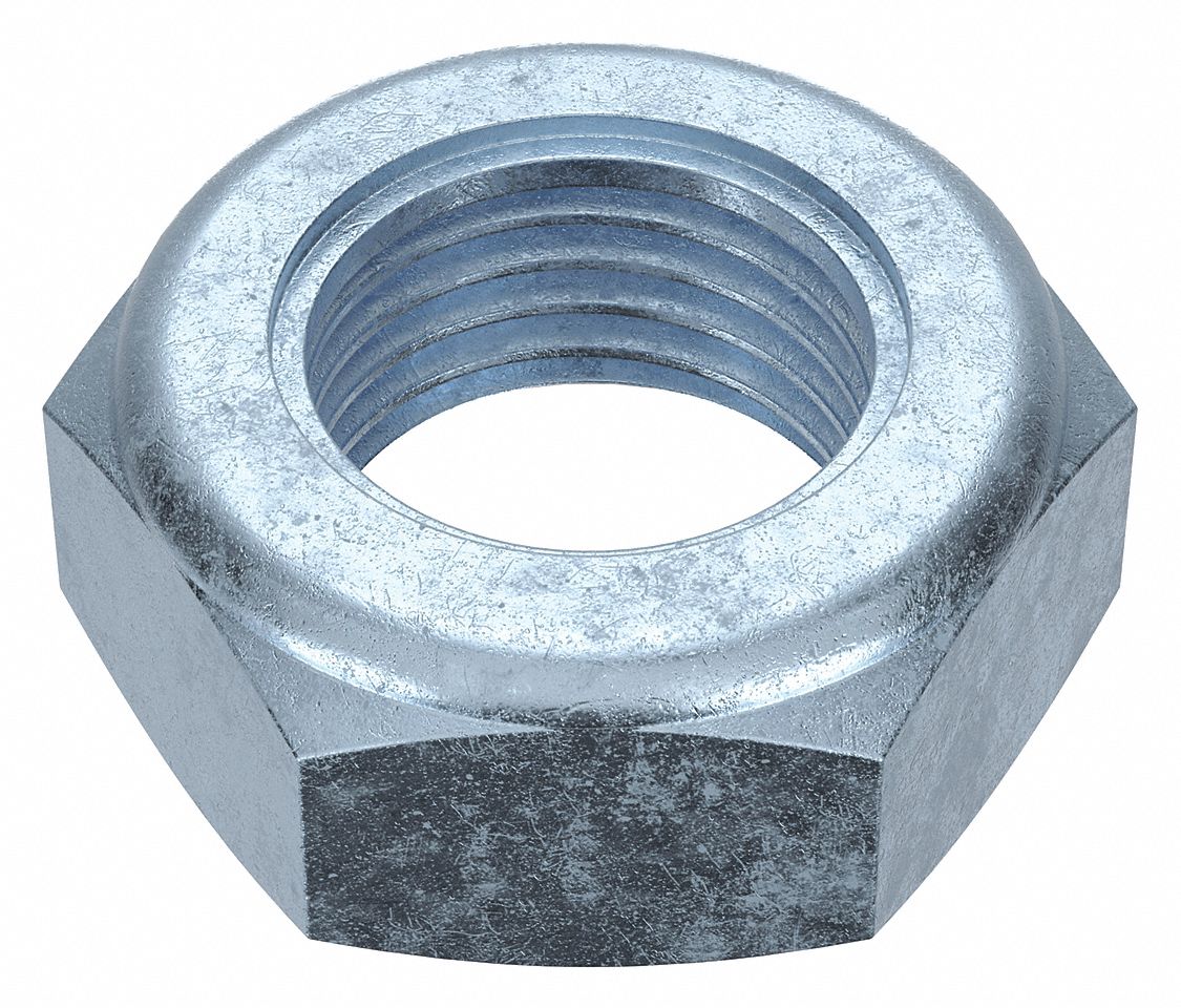 Lock Nut: Nylon Insert, Jam Hex, 1/2"-20 Thread Size, Steel, Grade 8, Zinc-Plated, 25 PK