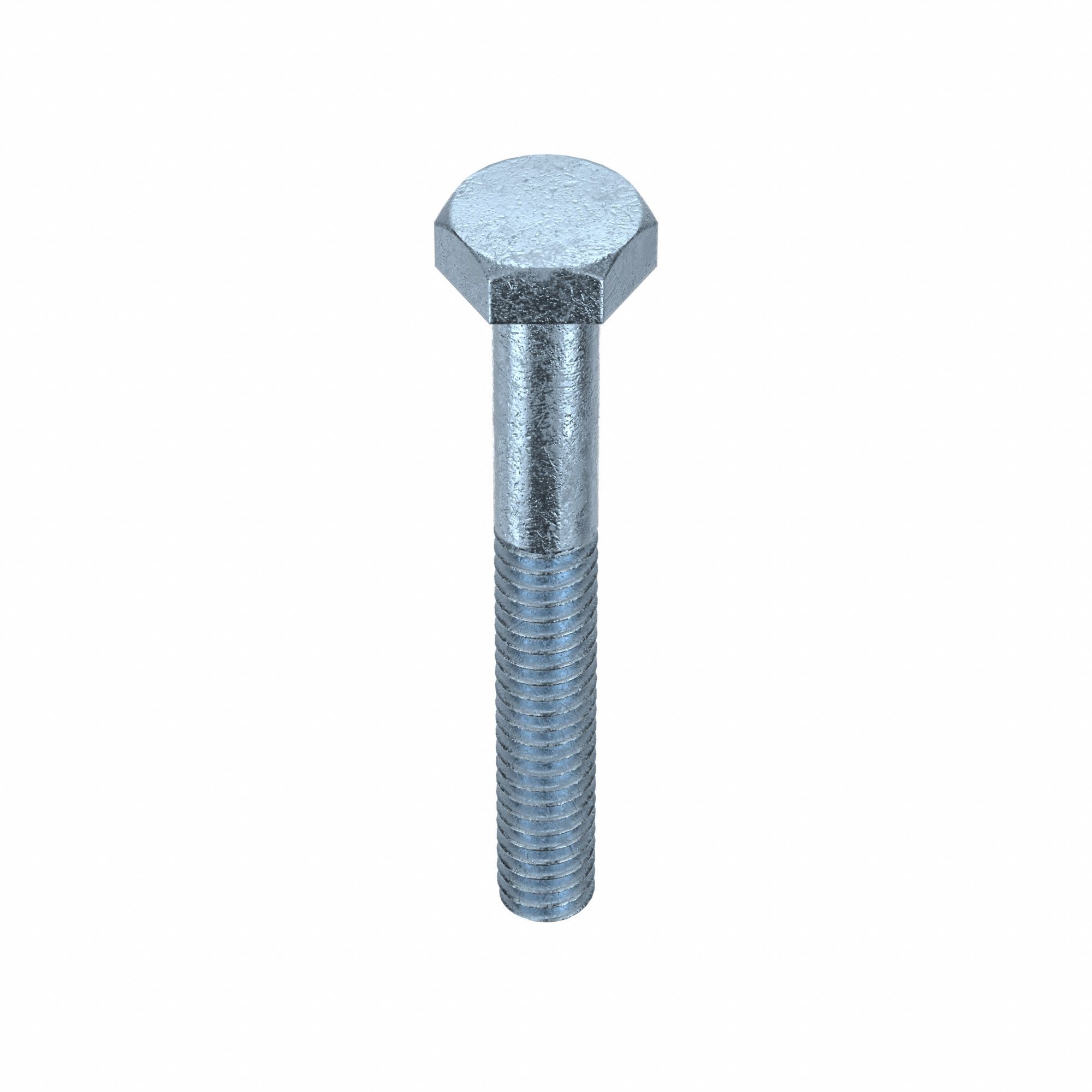 Hex Head Cap Screw: Steel, Grade 5, Zinc Plated, 1/4"-20, Coarse, 2 in lg, Globally Sourced, 50 PK