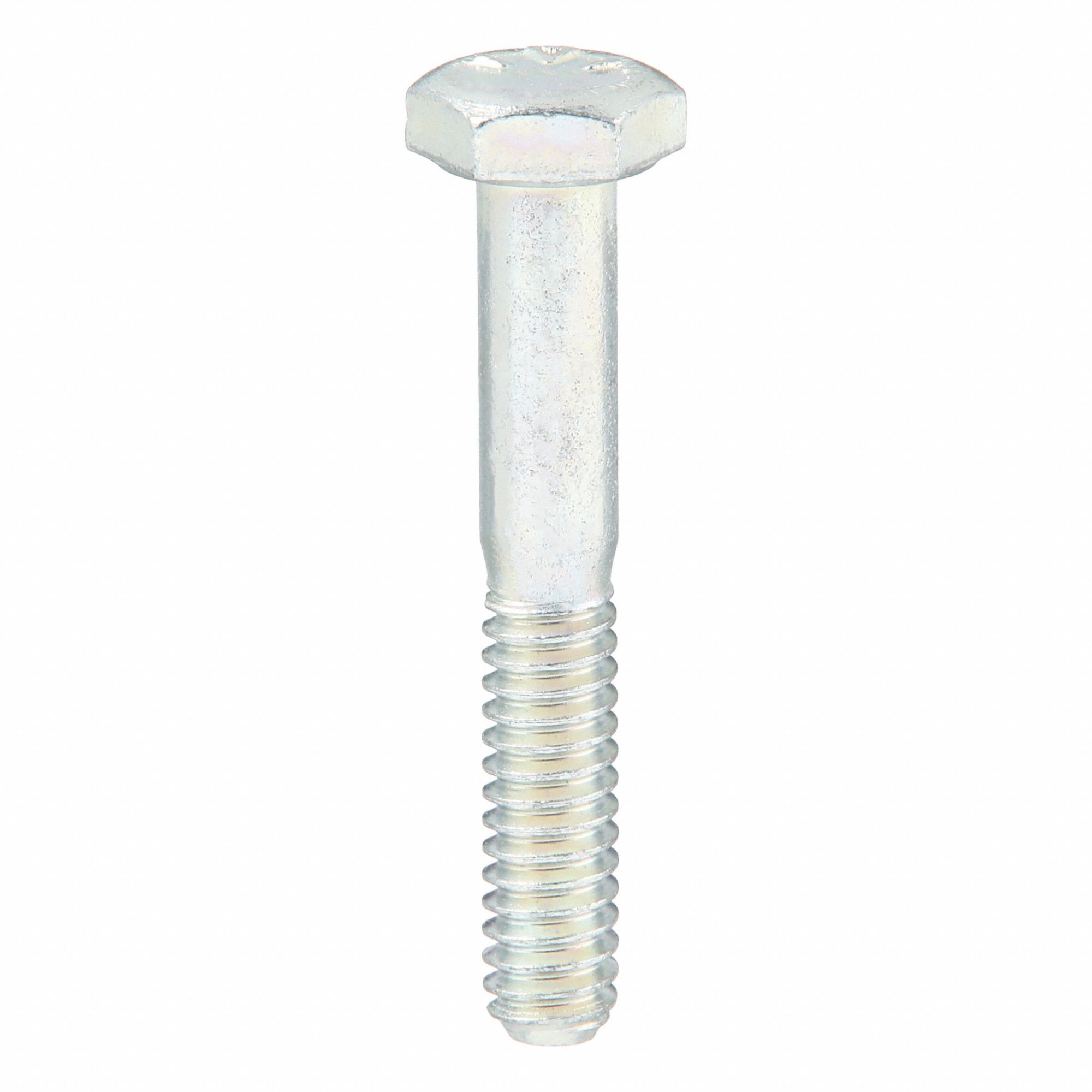 Hex Head Cap Screw: Steel, Grade 5, Zinc Plated, 1/4"-20, Coarse, 1 5/8 in lg, Inch, 100 PK