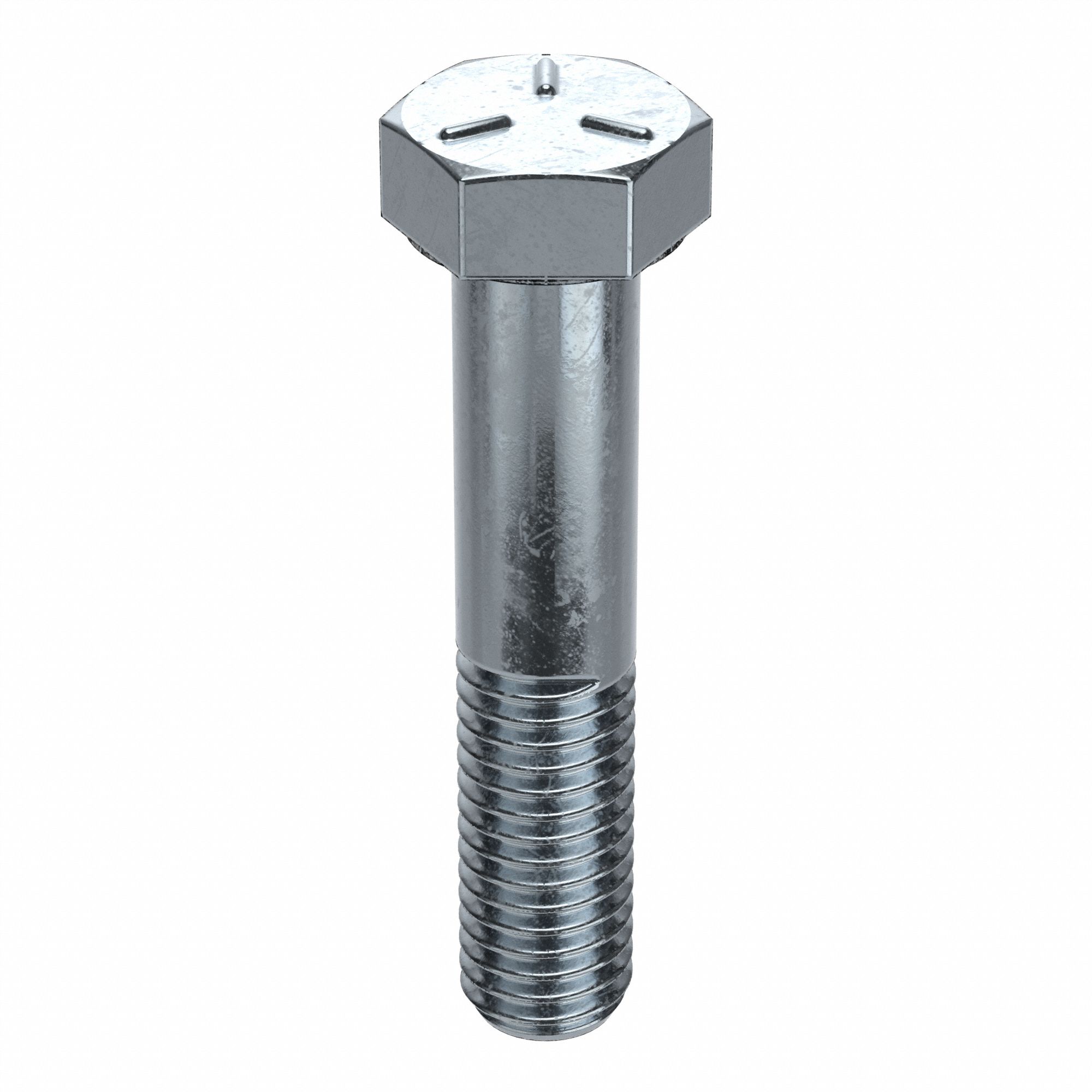 Hex Head Cap Screw: Steel, Grade 5, Zinc Plated, 1/2"-13, Coarse, 2 1/2 in lg, Inch, SAE J429, 10 PK