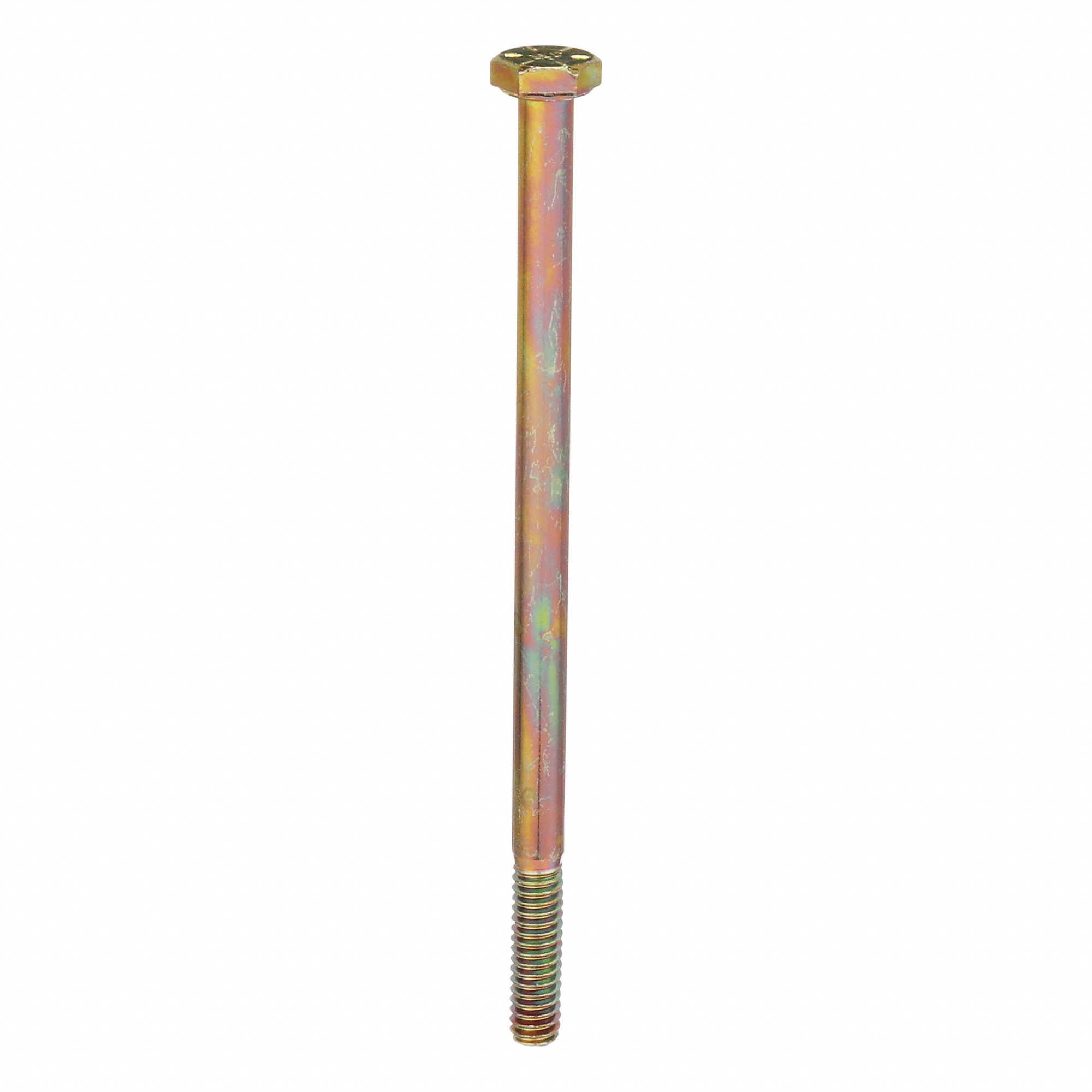 Hex Head Cap Screw: Steel, Grade 8, Zinc Yellow, 1/4"-20, Coarse, 4 1/2 in lg, Inch, SAE J429, 25 PK