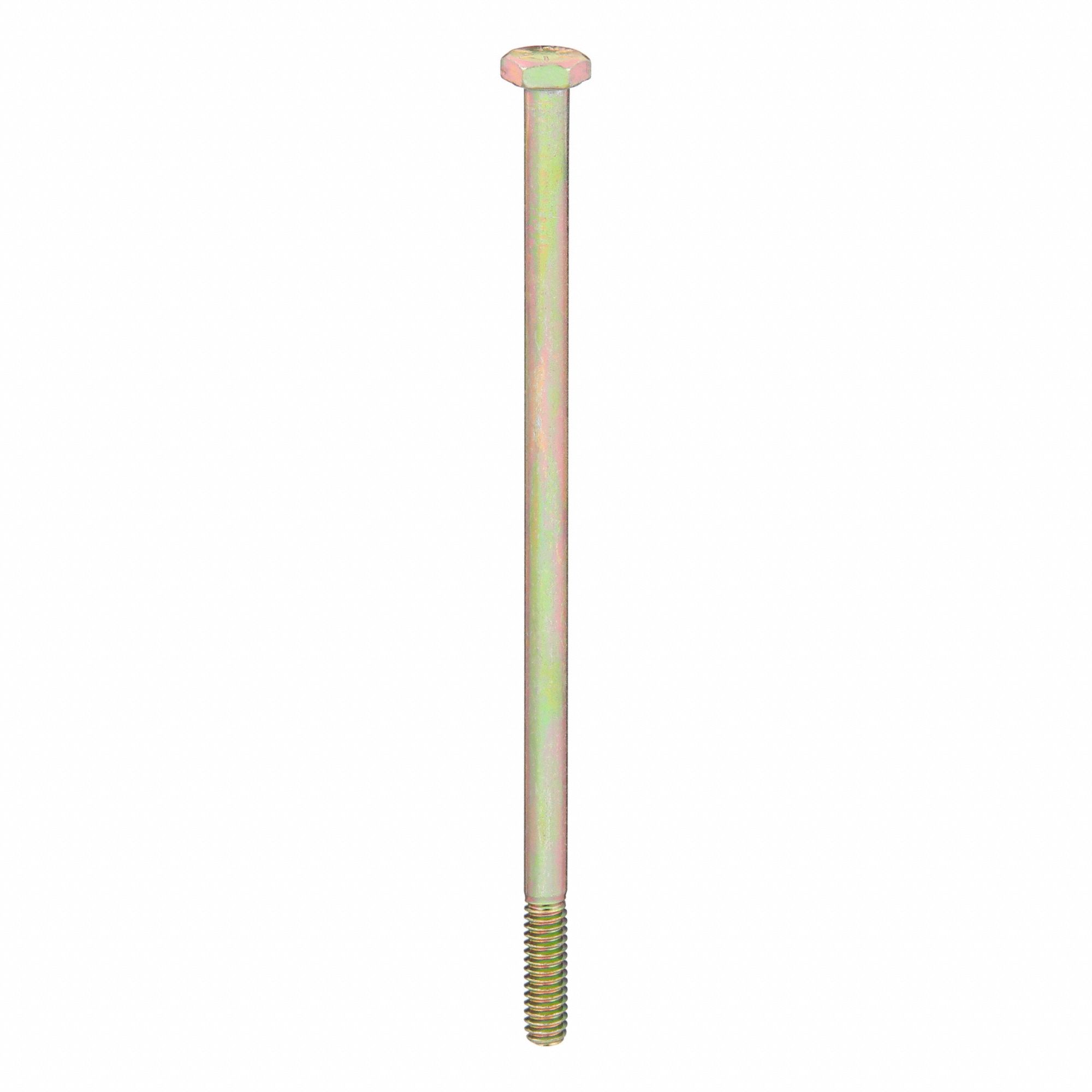 Hex Head Cap Screw: Steel, Grade 8, Zinc Yellow, 1/4"-20, Coarse, 5 1/2 in lg, Inch, SAE J429, 25 PK