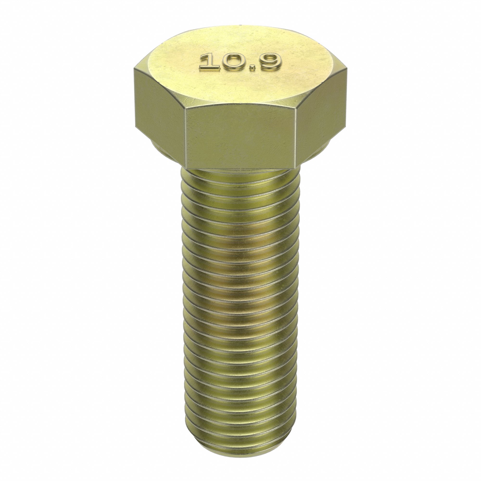 HEX HEAD CAP SCREW, STEEL, CLASS 10.9, ZINC YELLOW, M20-2.50, COARSE, 70MM L, METRIC, HRC32, 10 PK
