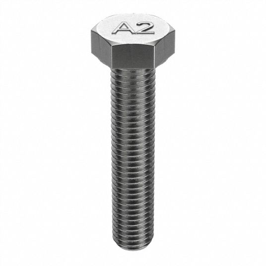 Plain Stainless Steel, Hex Bolt, M12 x 50mm