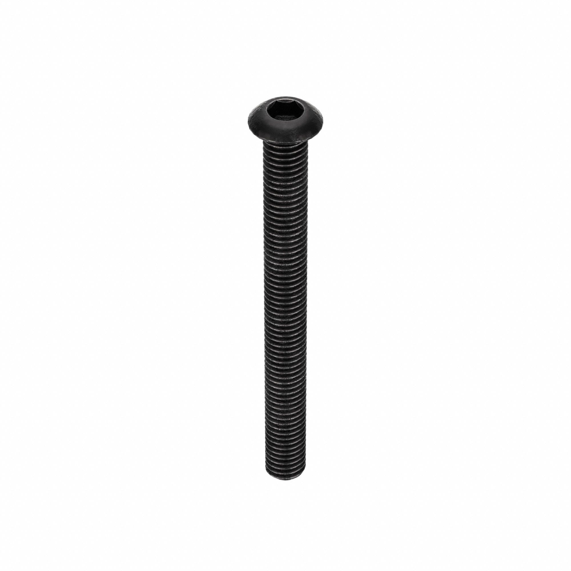 Socket Head Cap Screw: #10-32 Thread Size, 2 in Lg, Button, Black Oxide, Alloy Steel, 100 PK