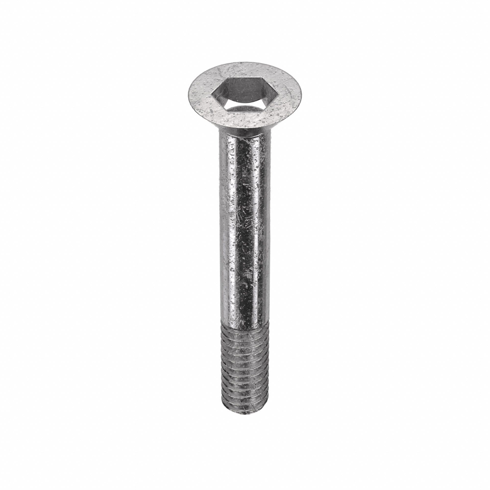 Socket Flat Head Screw: 1/4"-20 Thread Size, 1 3/4 in Lg, Flat, Plain, Stainless Steel, 18-8, 100 PK