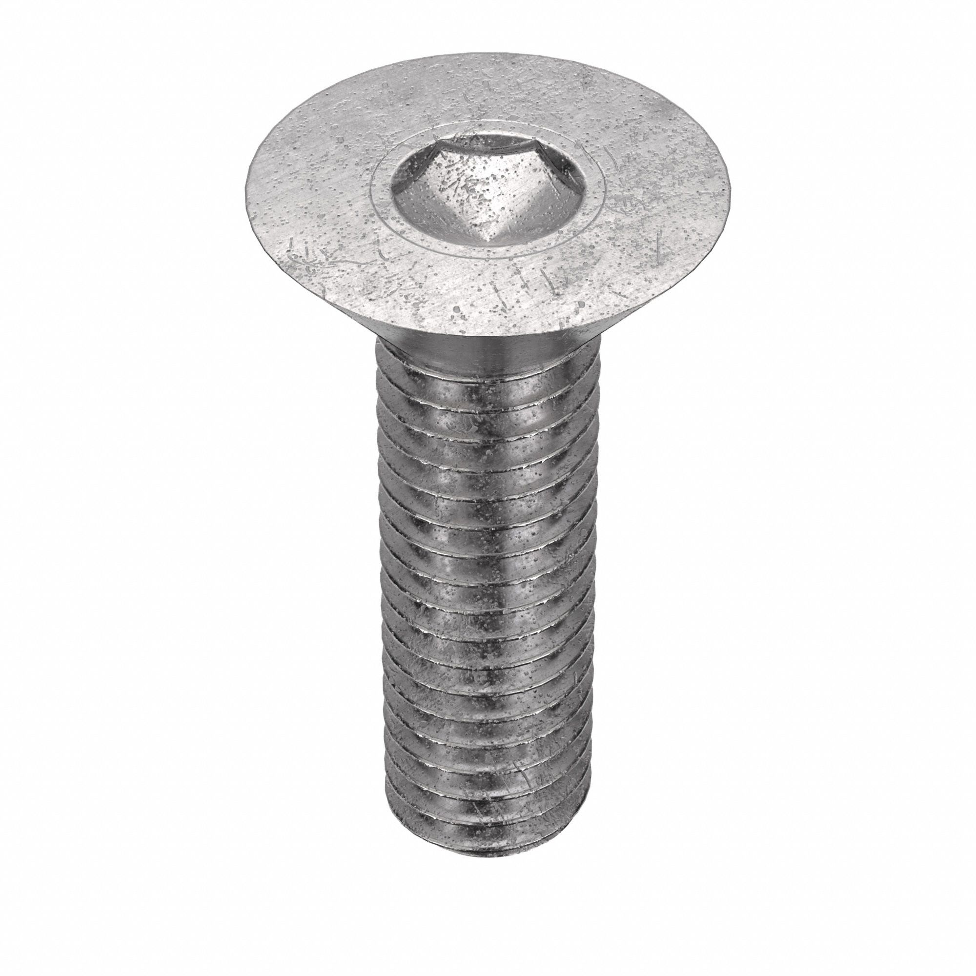 Socket Flat Head Screw: 3/8"-16 Thread Size, 1 in Lg, Flat, Plain, Stainless Steel, 18-8, 50 PK