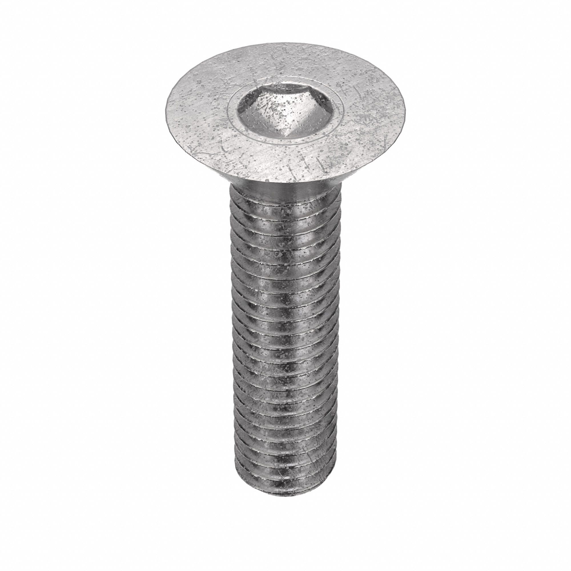 Socket Flat Head Screw: 3/8"-16 Thread Size, 1 1/4 in Lg, Flat, Plain, Stainless Steel, 18-8, 50 PK