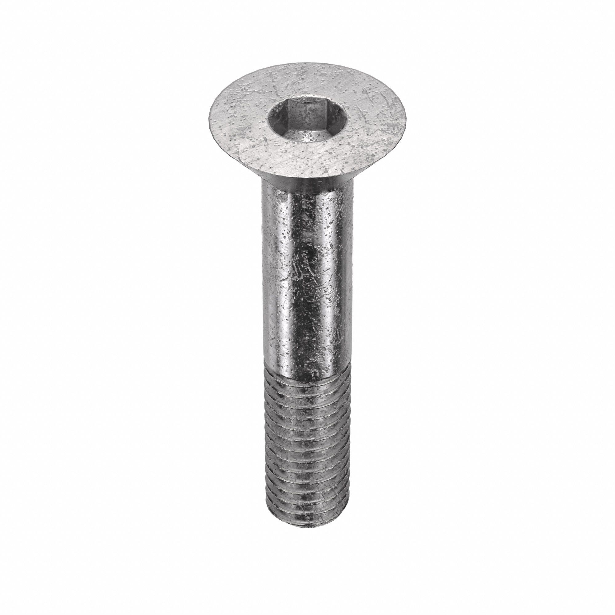 Socket Flat Head Screw: 3/8"-16 Thread Size, 1 3/4 in Lg, Flat, Plain, Stainless Steel, 18-8, 25 PK