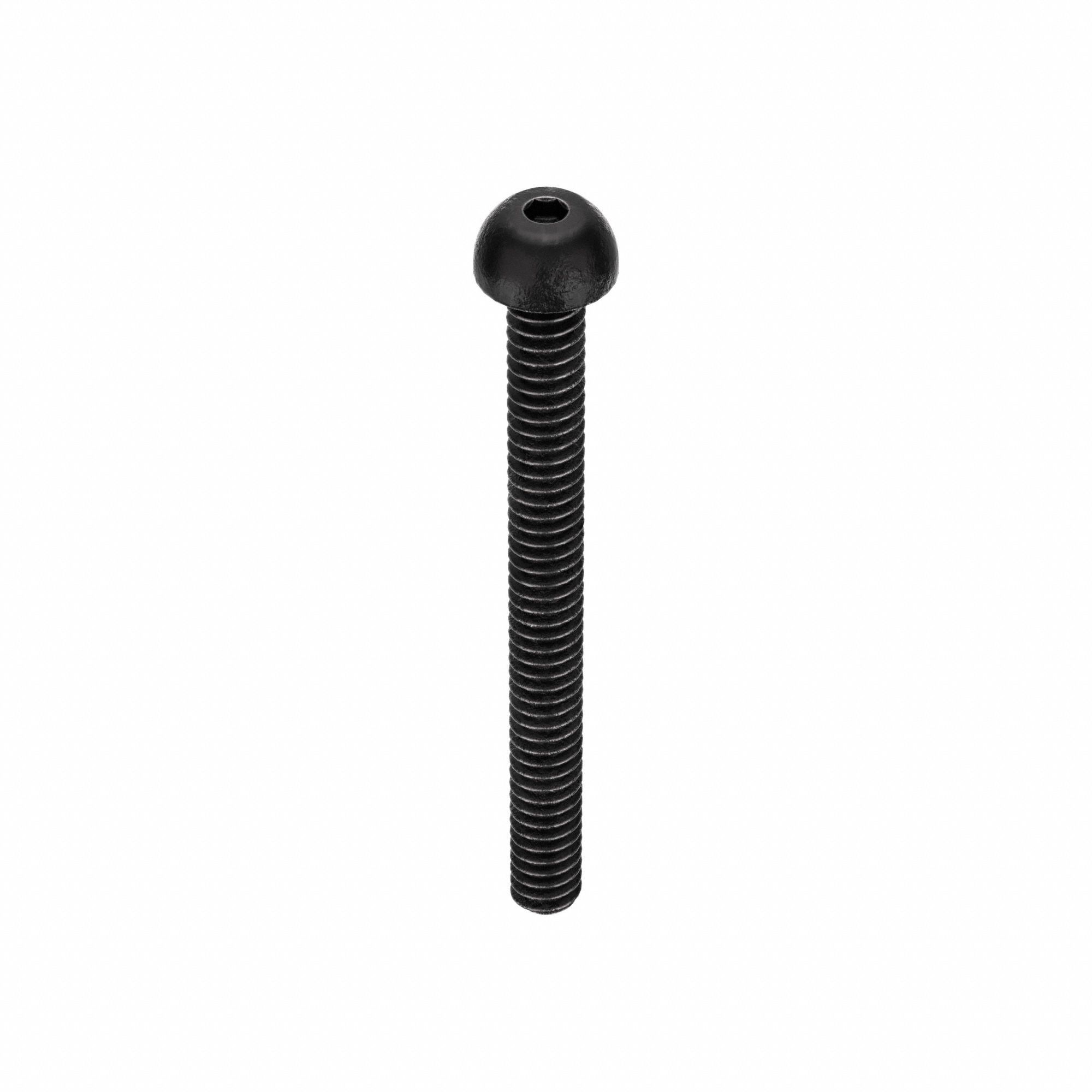 Socket Head Cap Screw: #6-32 Thread Size, 1 1/2 in Lg, Button, Black Oxide, Alloy Steel, 100 PK
