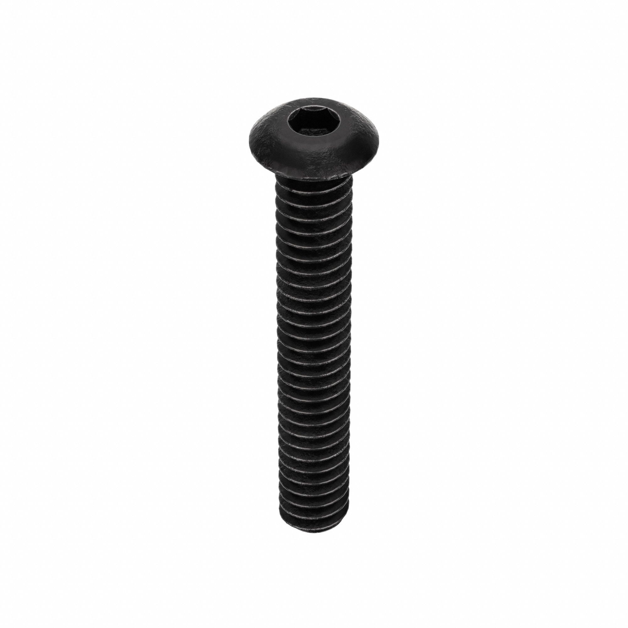 Socket Head Cap Screw: #10-24 Thread Size, 1 1/4 in Lg, Button, Black Oxide, Alloy Steel, 100 PK