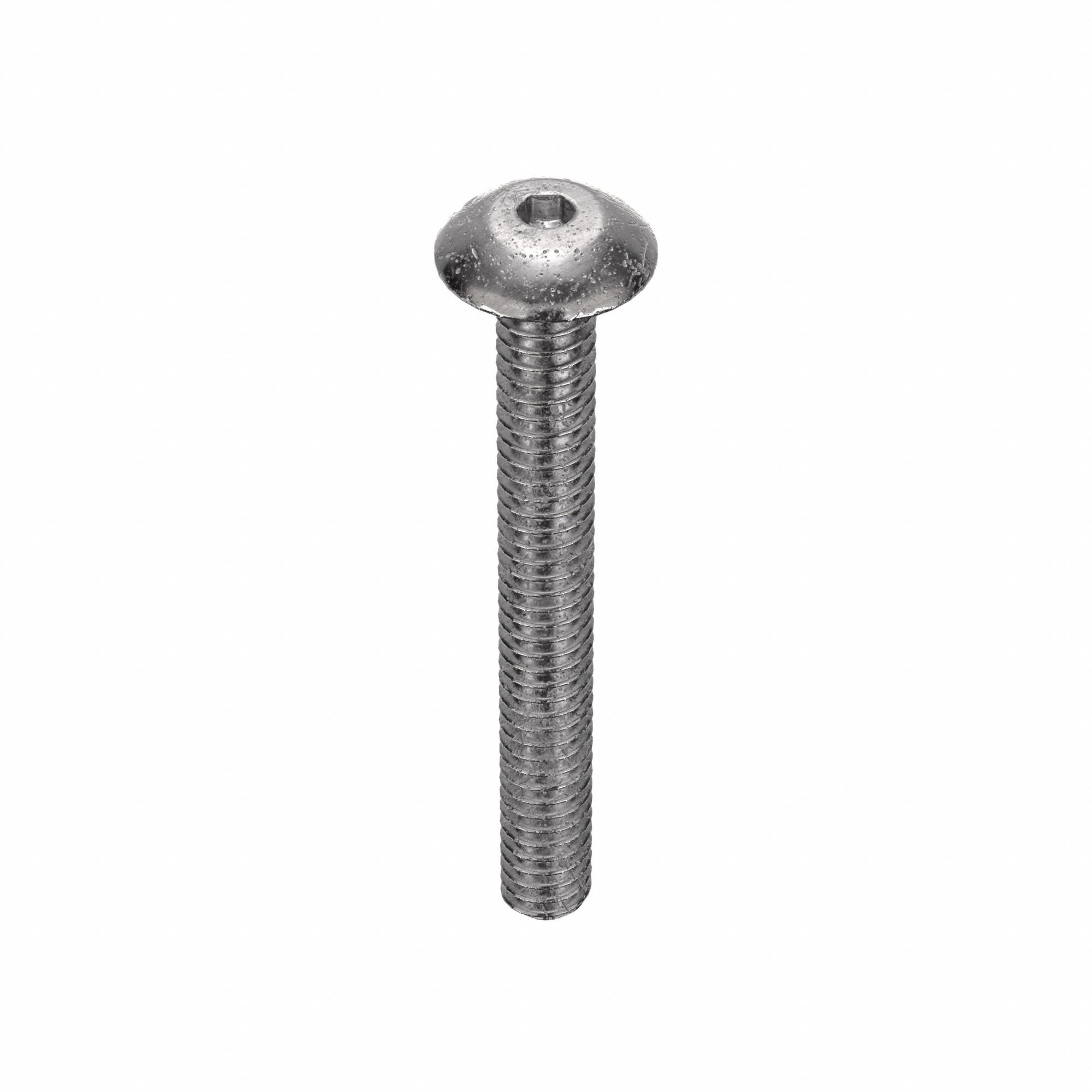 Socket Head Cap Screw: #2-56 Thread Size, 3/4 in Lg, Button, Plain, Stainless Steel, 18-8, 100 PK