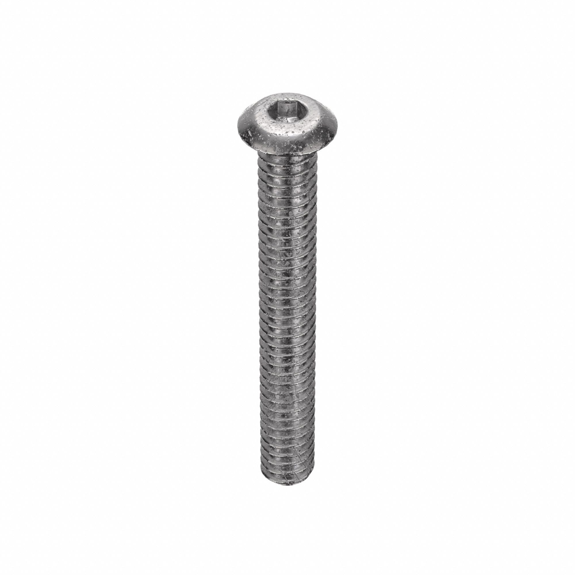 Socket Head Cap Screw: #10-24 Thread Size, 1 1/2 in Lg, Button, Plain, Stainless Steel, 18-8, 100 PK
