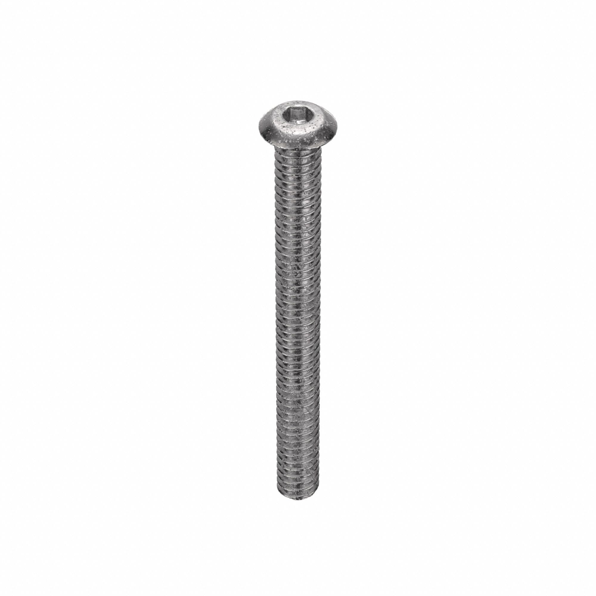 Socket Head Cap Screw: #10-24 Thread Size, 2 in Lg, Button, Plain, Stainless Steel, 18-8, 100 PK