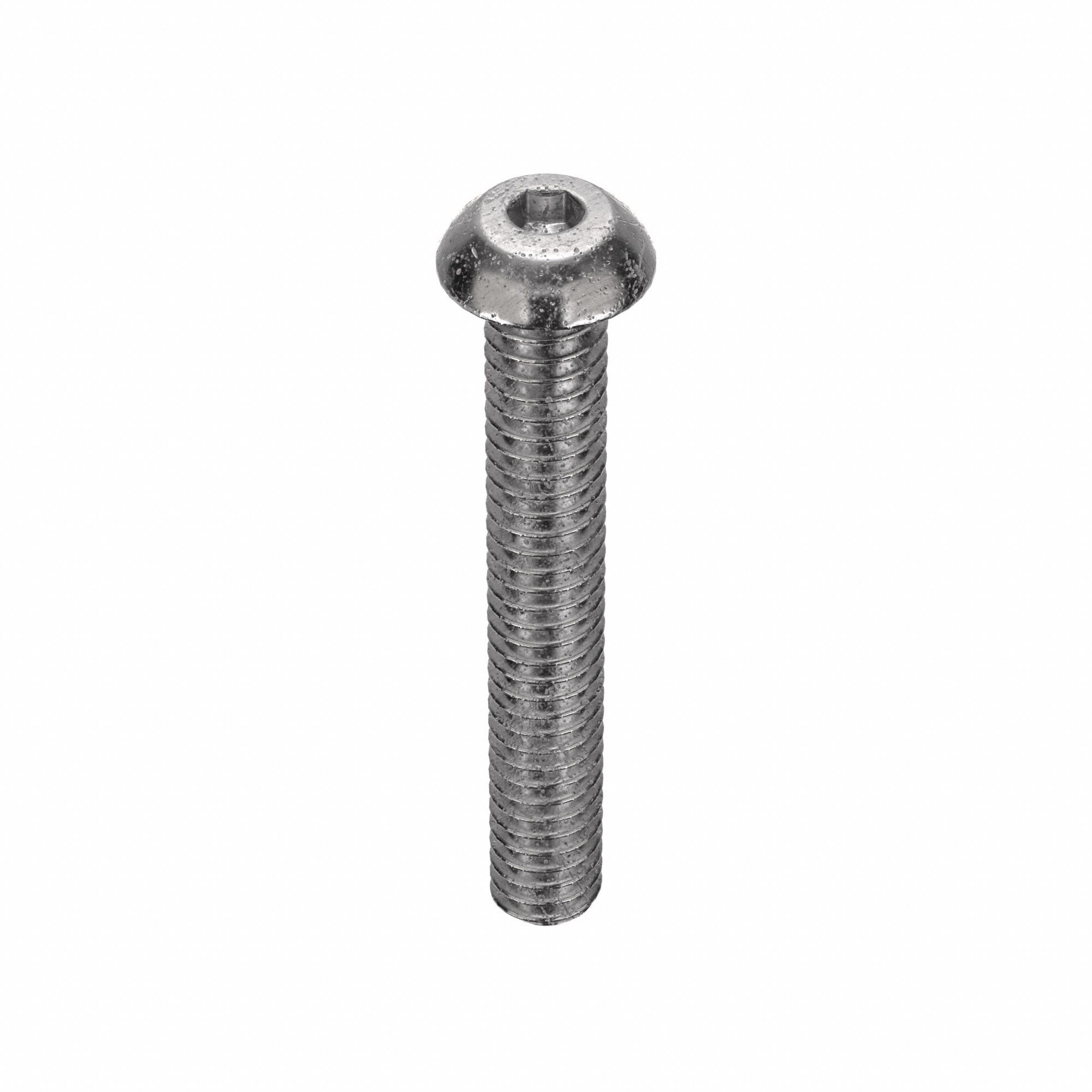 Socket Head Cap Screw: 1/4"-20 Thread Size, 1 3/4 in Lg, Button, Plain, Stainless Steel, 100 PK