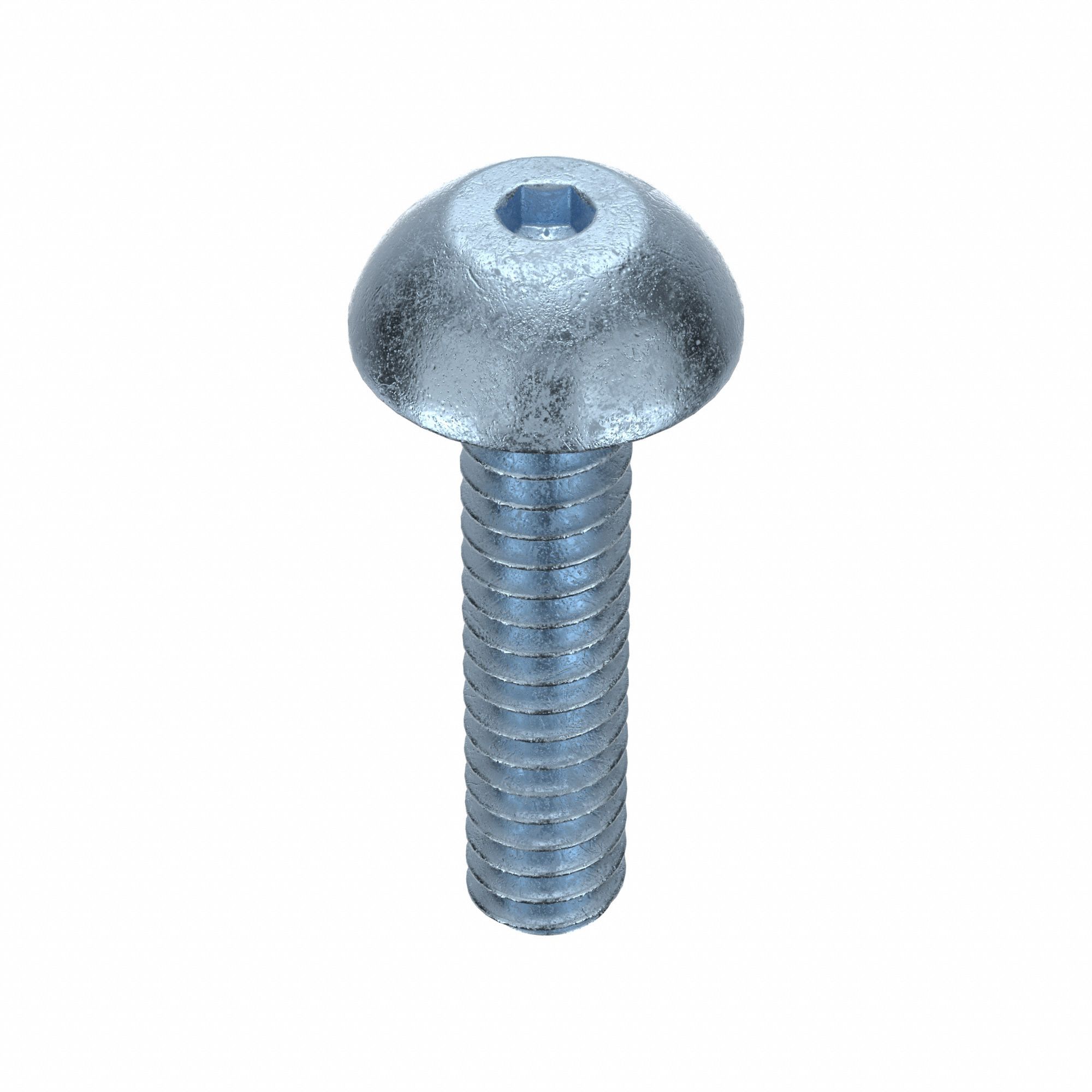 Socket Head Cap Screw: #4-40 Thread Size, 1/2 in Lg, Button, Zinc Plated, Alloy Steel, 100 PK