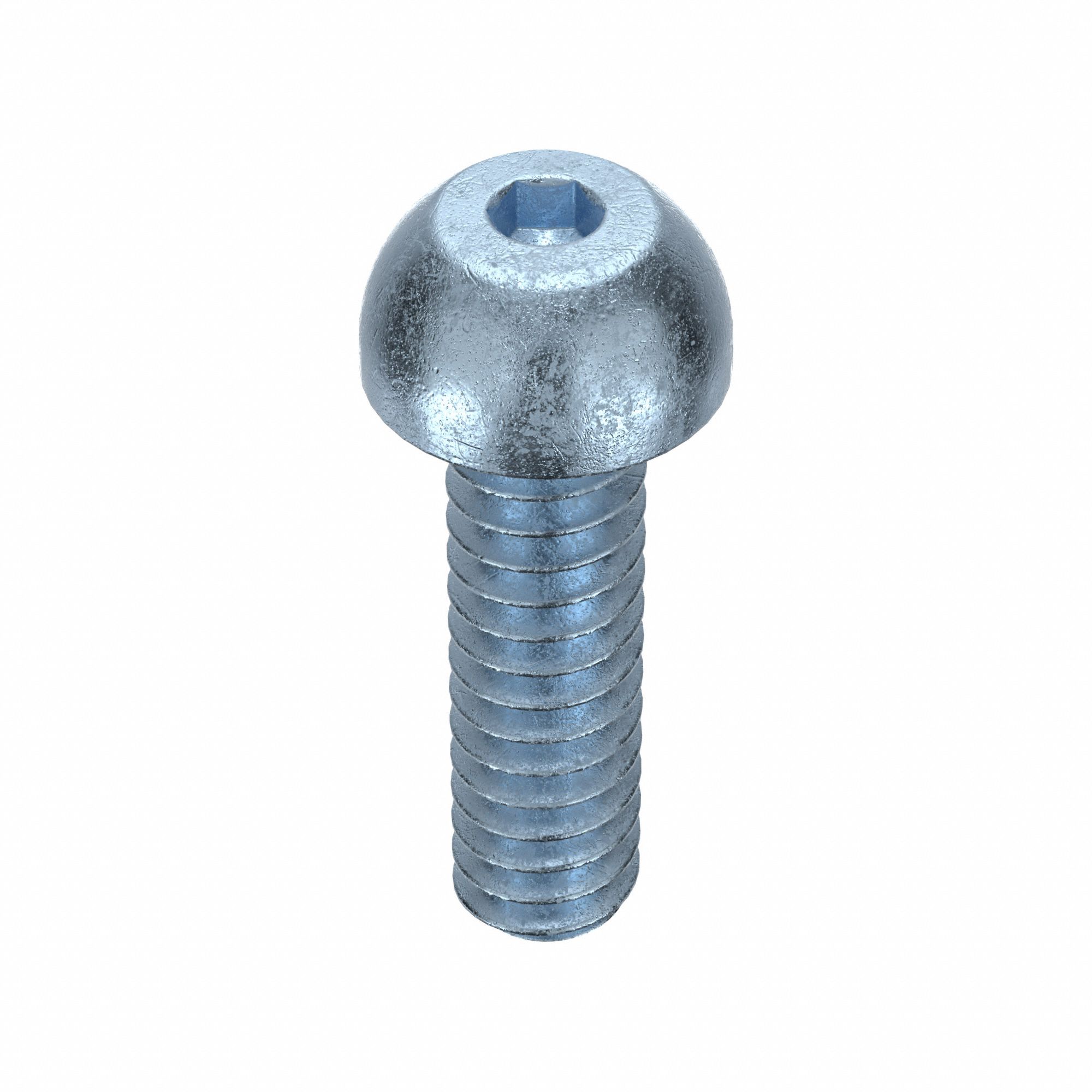 Socket Head Cap Screw: #6-32 Thread Size, 1/2 in Lg, Button, Zinc Plated, Alloy Steel, 100 PK
