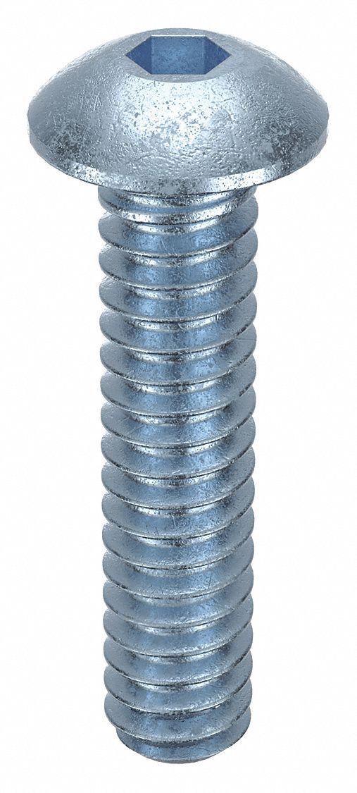 Socket Head Cap Screw: #6-32 Thread Size, 5/8 in Lg, Button, Zinc Plated, Alloy Steel, 100 PK