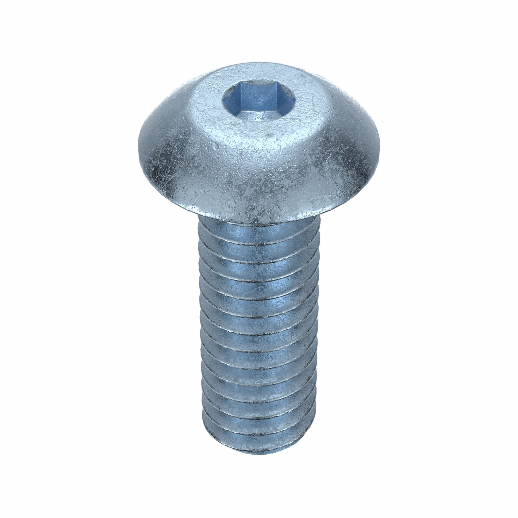 Socket Head Cap Screw: #8-32 Thread Size, 1/2 in Lg, Button, Zinc Plated, Alloy Steel, 100 PK
