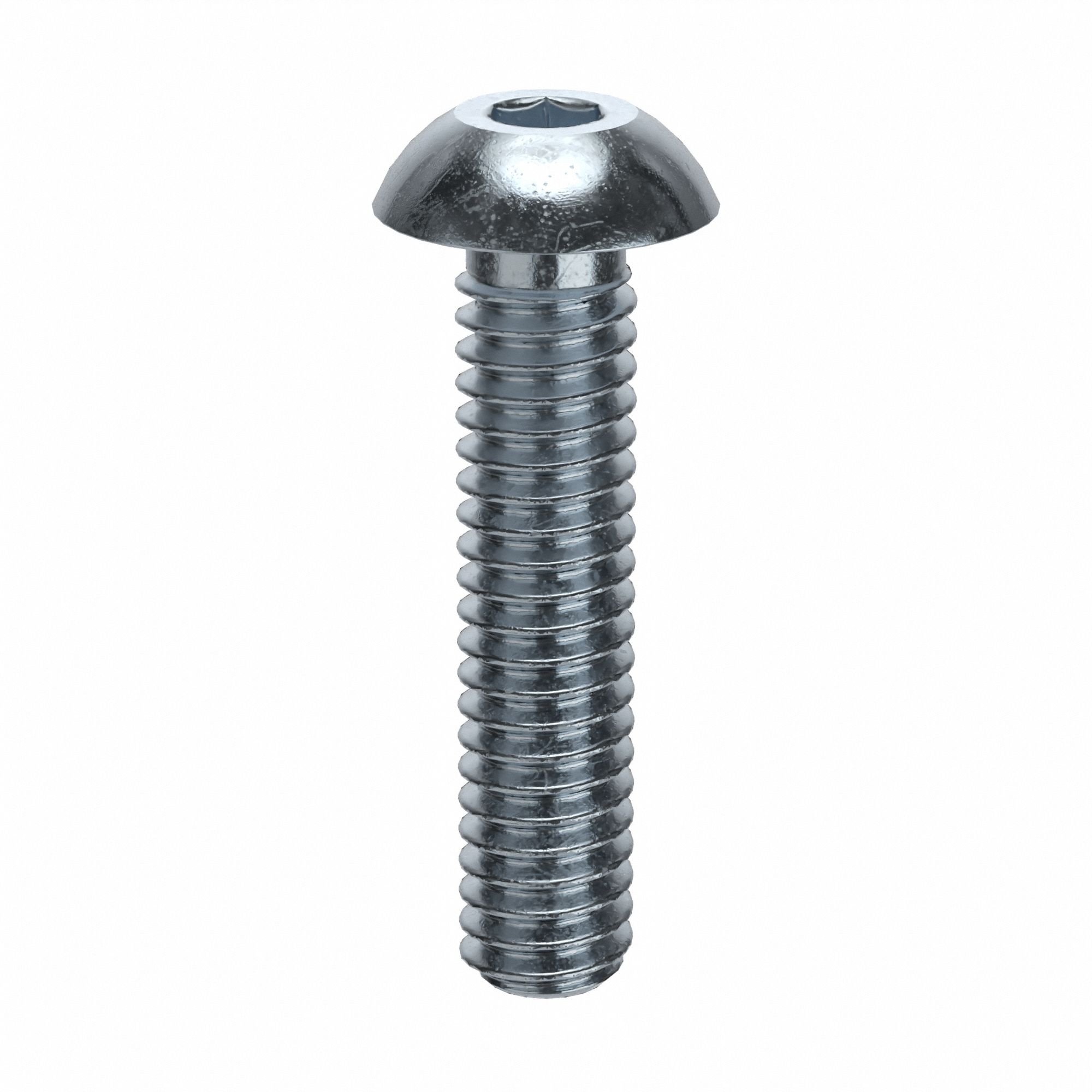 Socket Head Cap Screw: #8-32 Thread Size, 3/4 in Lg, Button, Zinc Plated, Alloy Steel, 100 PK