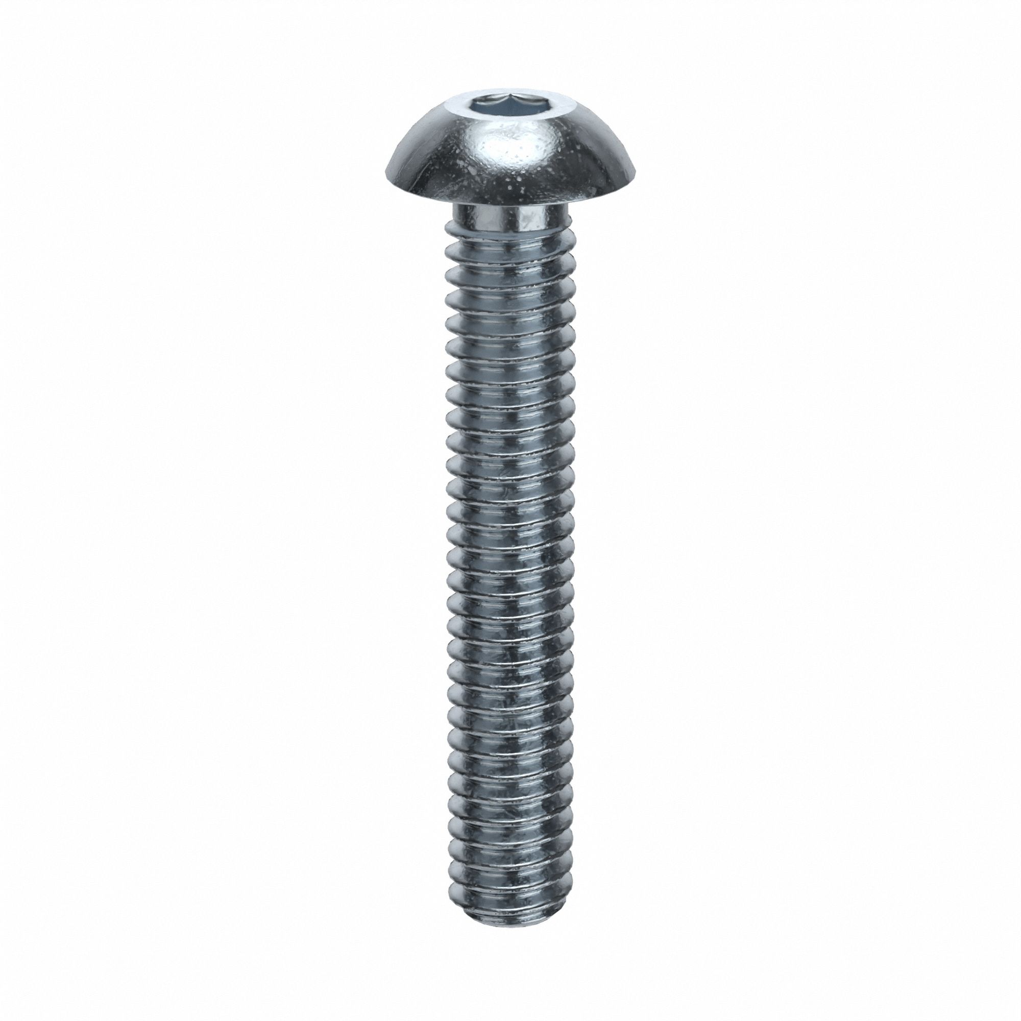 Socket Head Cap Screw: #8-32 Thread Size, 1 in Lg, Button, Zinc Plated, Alloy Steel, 100 PK
