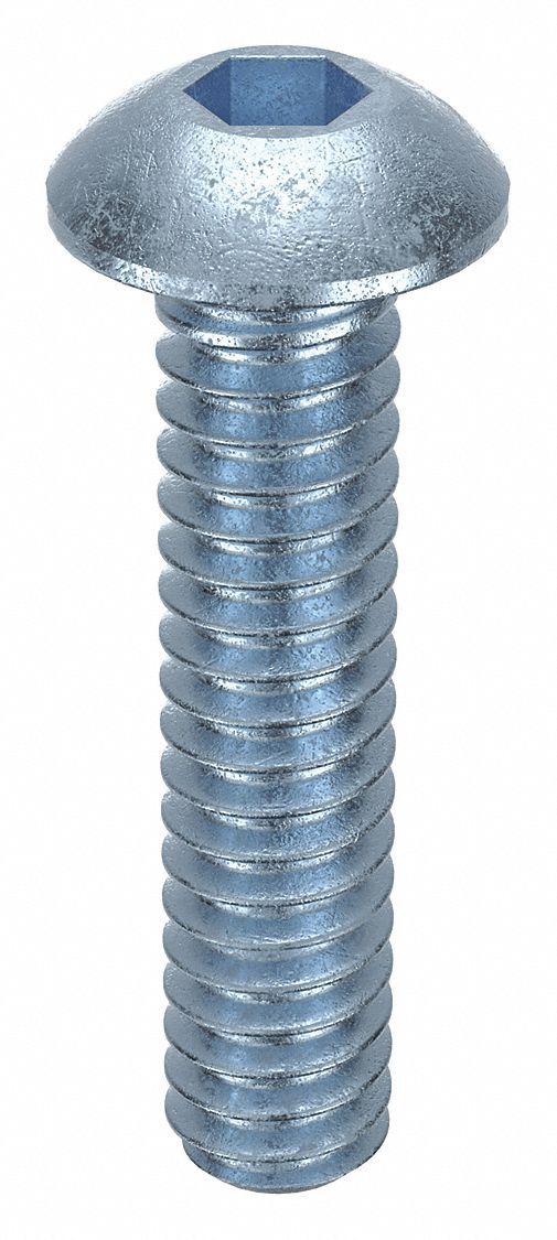 Socket Head Cap Screw: #10-24 Thread Size, 7/8 in Lg, Button, Zinc Plated, Alloy Steel, 100 PK