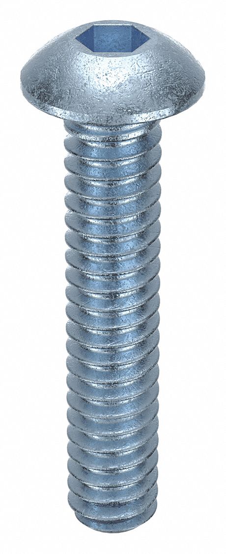 Socket Head Cap Screw: #10-24 Thread Size, 1 in Lg, Button, Zinc Plated, Alloy Steel, 100 PK