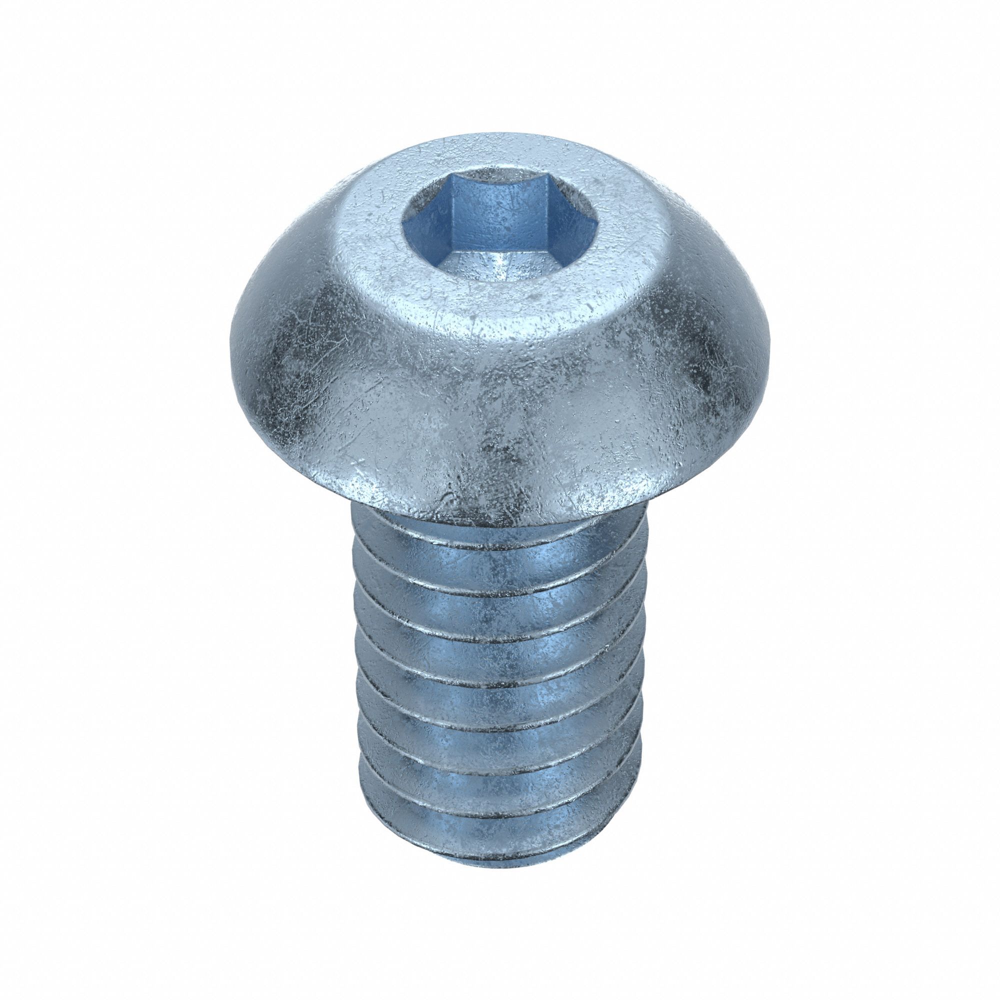 Socket Head Cap Screw: 1/4"-20 Thread Size, 1/2 in Lg, Button, Zinc Plated, Alloy Steel, 100 PK