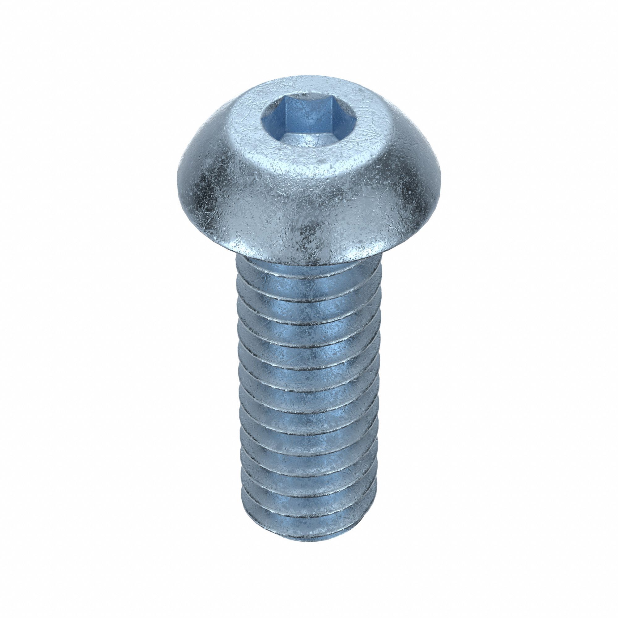 Socket Head Cap Screw: 1/4"-20 Thread Size, 3/4 in Lg, Button, Zinc Plated, Alloy Steel, 100 PK