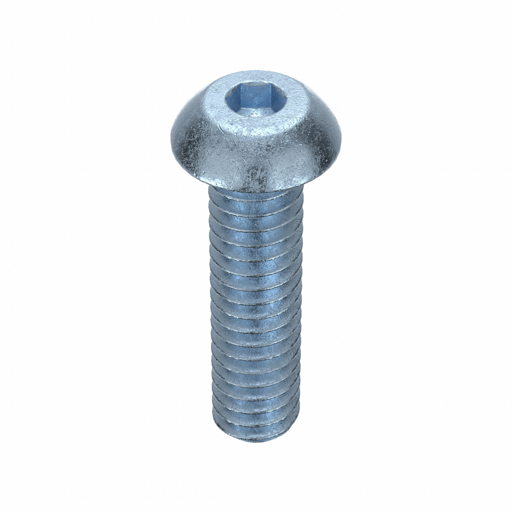 Socket Head Cap Screw: 1/4"-20 Thread Size, 1 in Lg, Button, Zinc Plated, Alloy Steel, 100 PK