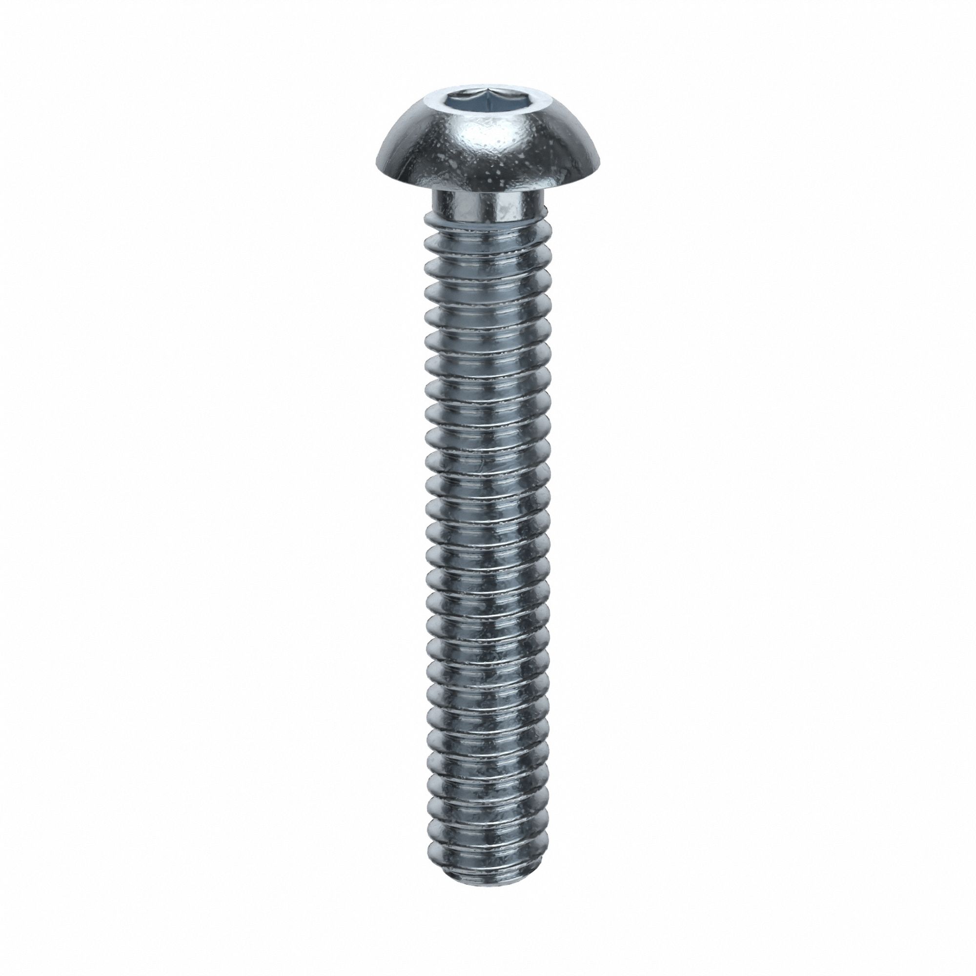 Socket Head Cap Screw: 1/4"-20 Thread Size, 1 1/2 in Lg, Button, Zinc Plated, Alloy Steel, 100 PK