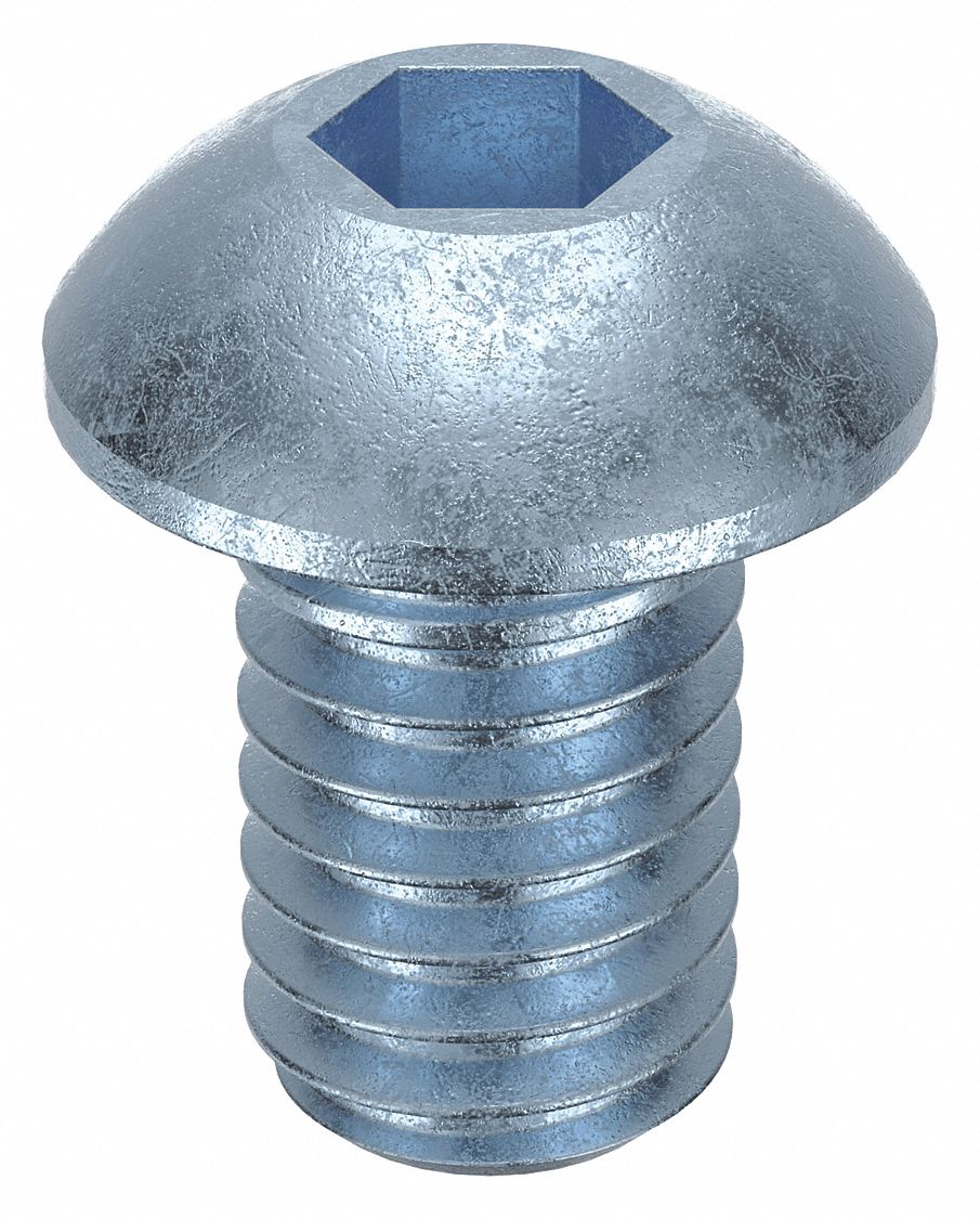 Socket Head Cap Screw: 5/16"-18 Thread Size, 1/2 in Lg, Button, Zinc Plated, Alloy Steel, 100 PK