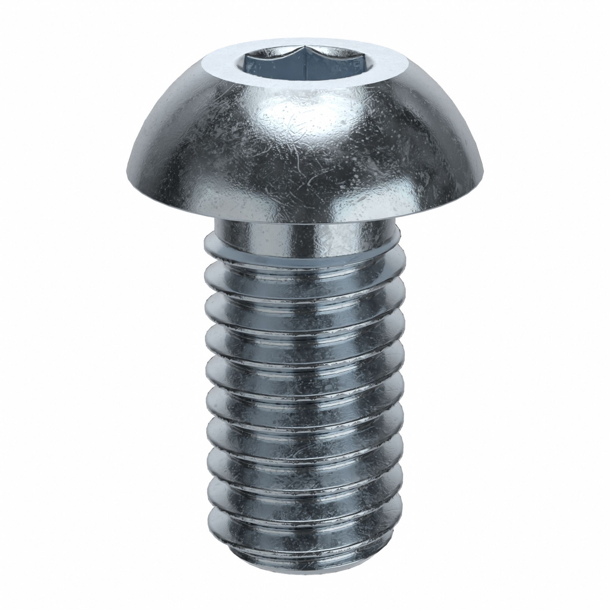 Socket Head Cap Screw: 3/8"-16 Thread Size, 3/4 in Lg, Button, Zinc Plated, Alloy Steel, 50 PK