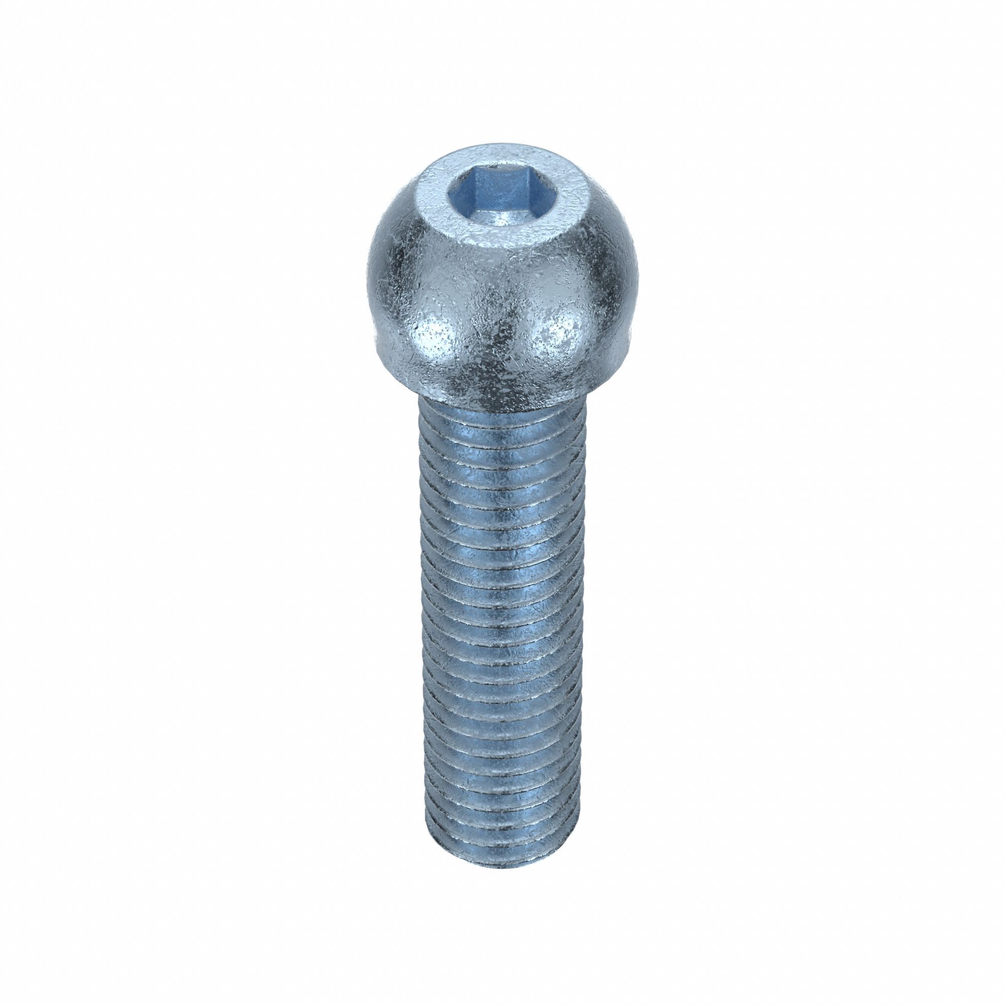Socket Head Cap Screw: 1/2"-13 Thread Size, 2 in Lg, Button, Zinc Plated, Alloy Steel, 10 PK