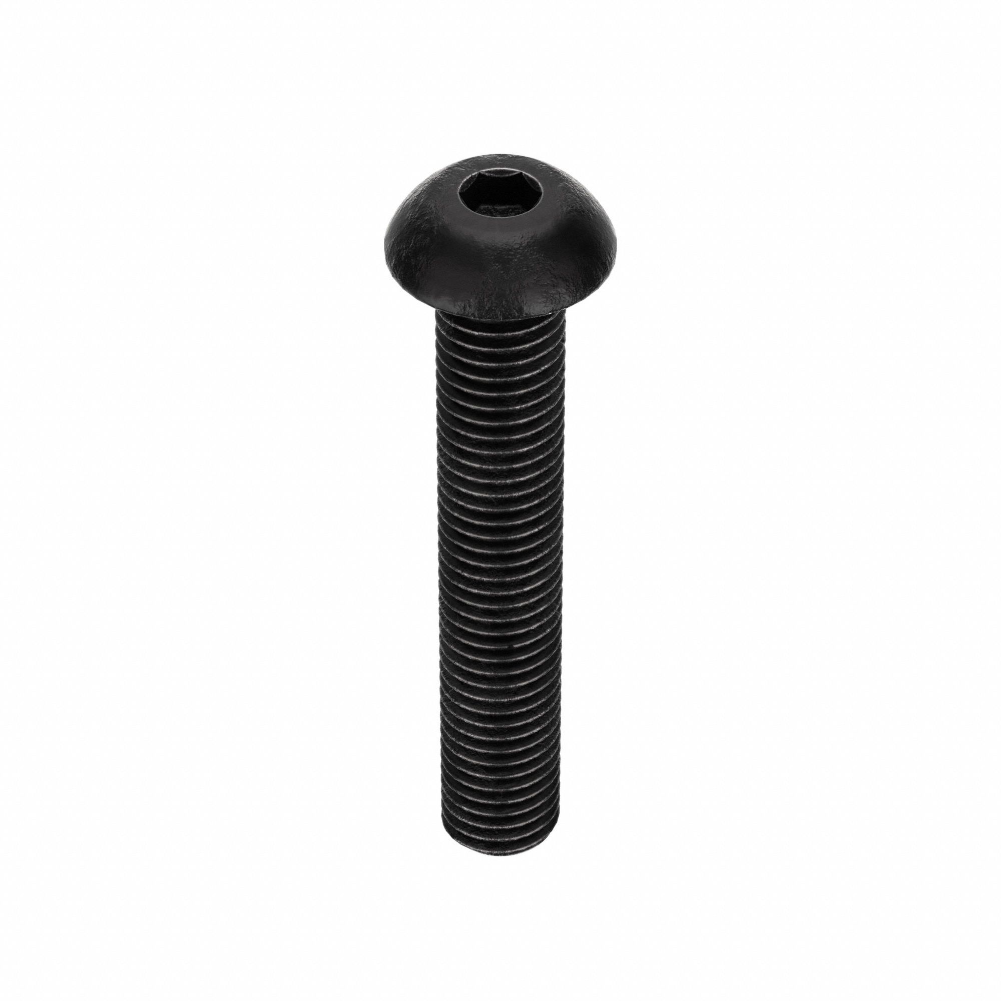 Socket Head Cap Screw: 1/4"-28 Thread Size, 1 1/2 in Lg, Button, Black Oxide, Alloy Steel, 100 PK