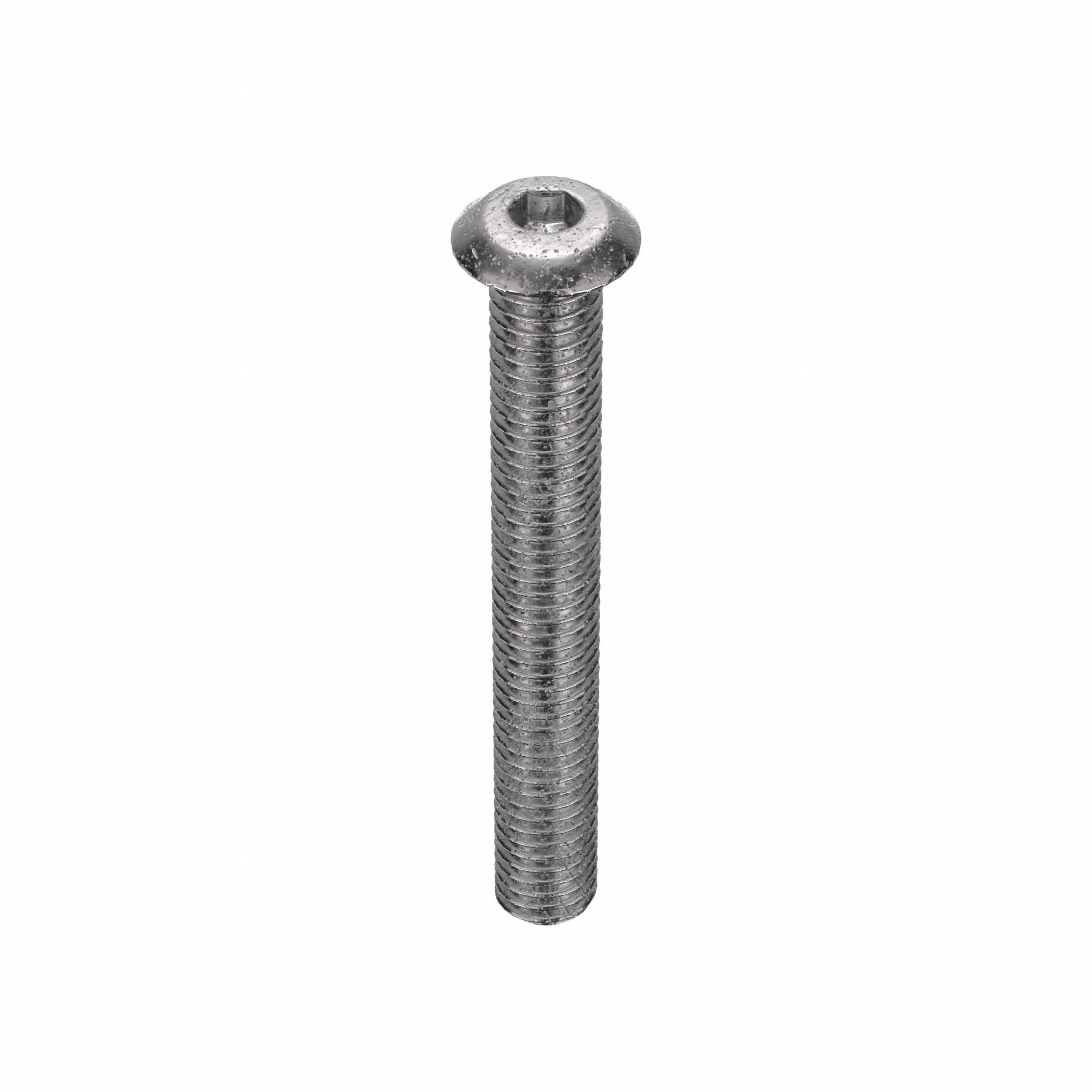 Socket Head Cap Screw: #10-32 Thread Size, 1 1/2 in Lg, Button, Plain, Stainless Steel, 18-8, 100 PK