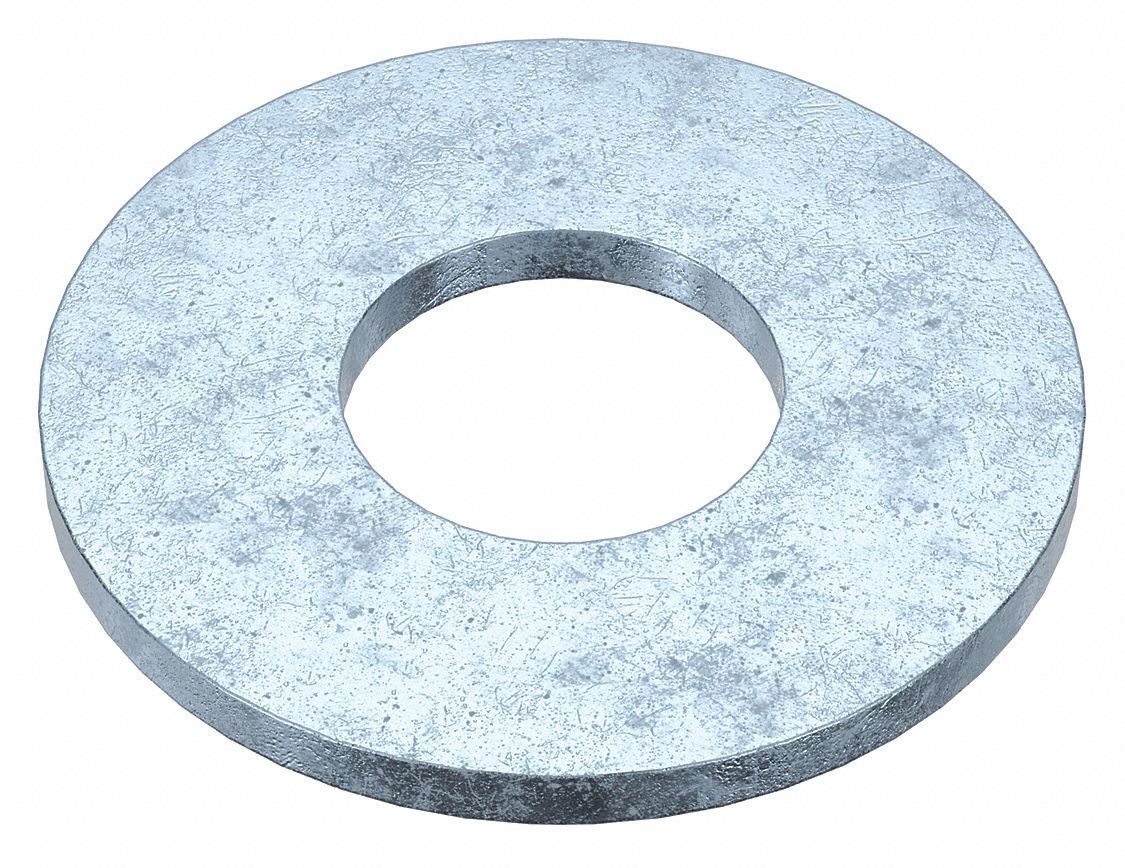 SAE Washer: Case Hardened, Zinc Plated, Steel, 1 in Screw Sz, 1.062 in In Dia, 2 in Out Dia, 5 PK