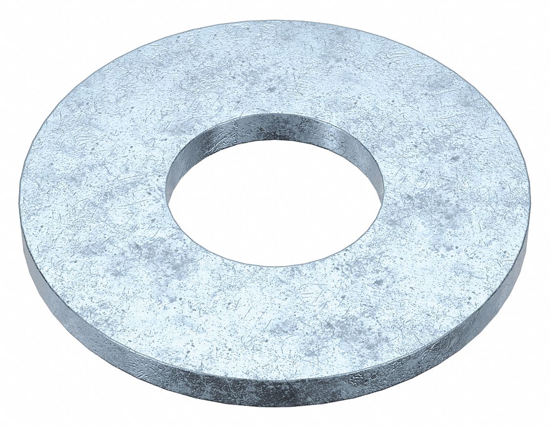 USS Washer: Case Hardened, Zinc Plated, Steel, 9/16 in Screw Sz, 0.625 in In Dia, 25 PK