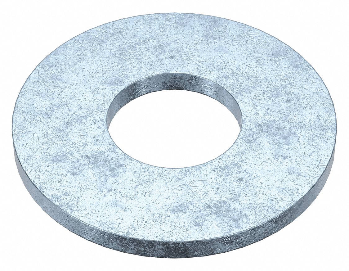 USS Washer: Case Hardened, Zinc Plated, Steel, 7/8 in Screw Sz, 0.938 in In Dia, 10 PK